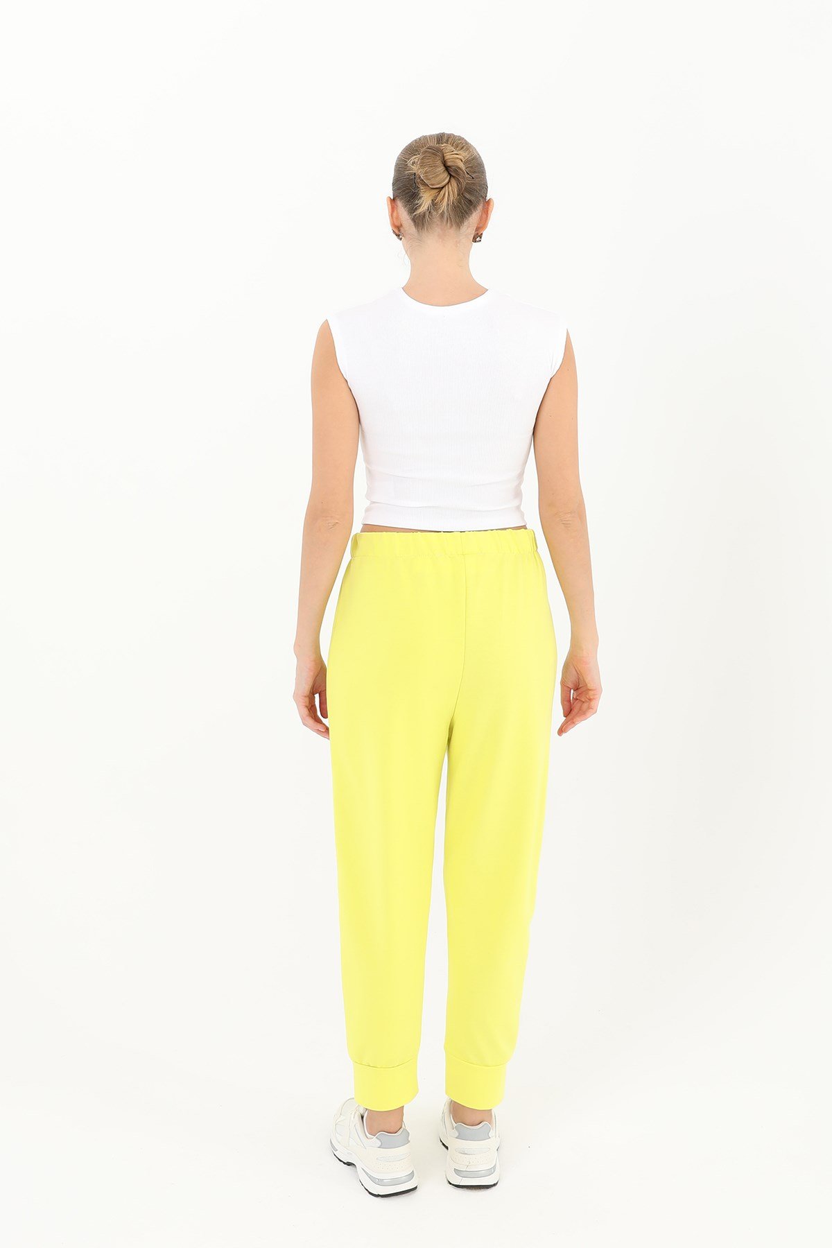 Kadın Ribana Detaylı Eşofman Altı - 30189PNT Limon Yeşili Pantolon Soul 