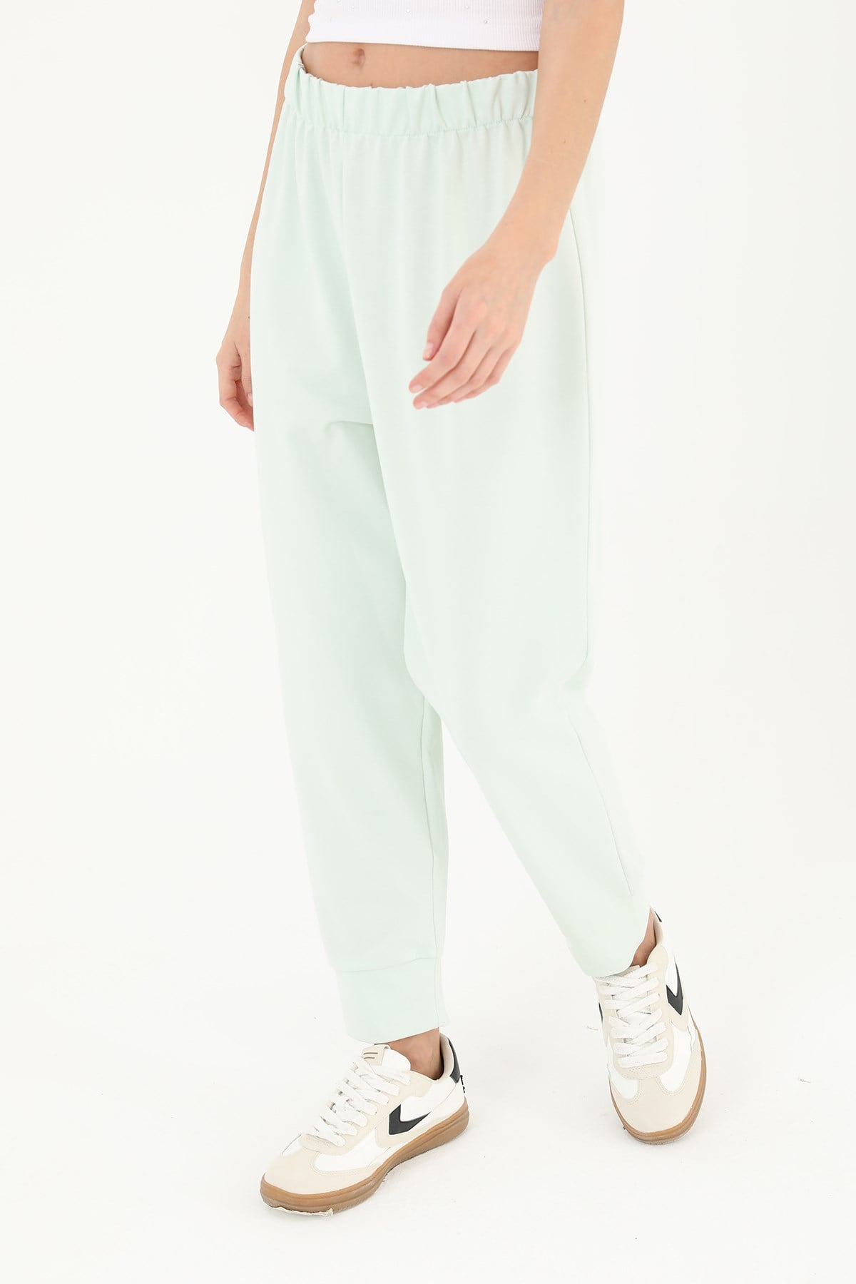 Kadın Ribana Detaylı Eşofman Altı - 30189PNT Mint Yeşili Pantolon Soul 