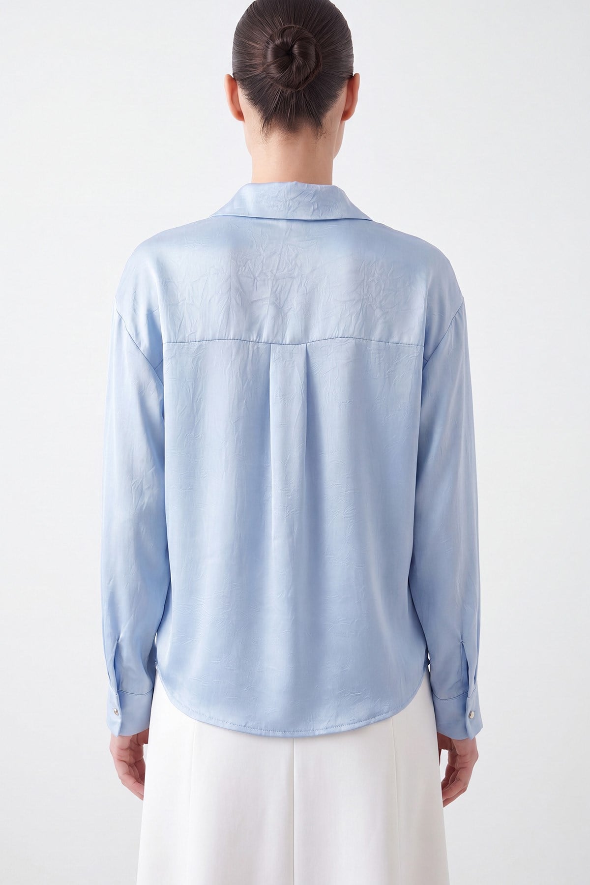 Kadın Toka Detaylı Gömlek - 10795GML - Mavi Tshirt Puane 