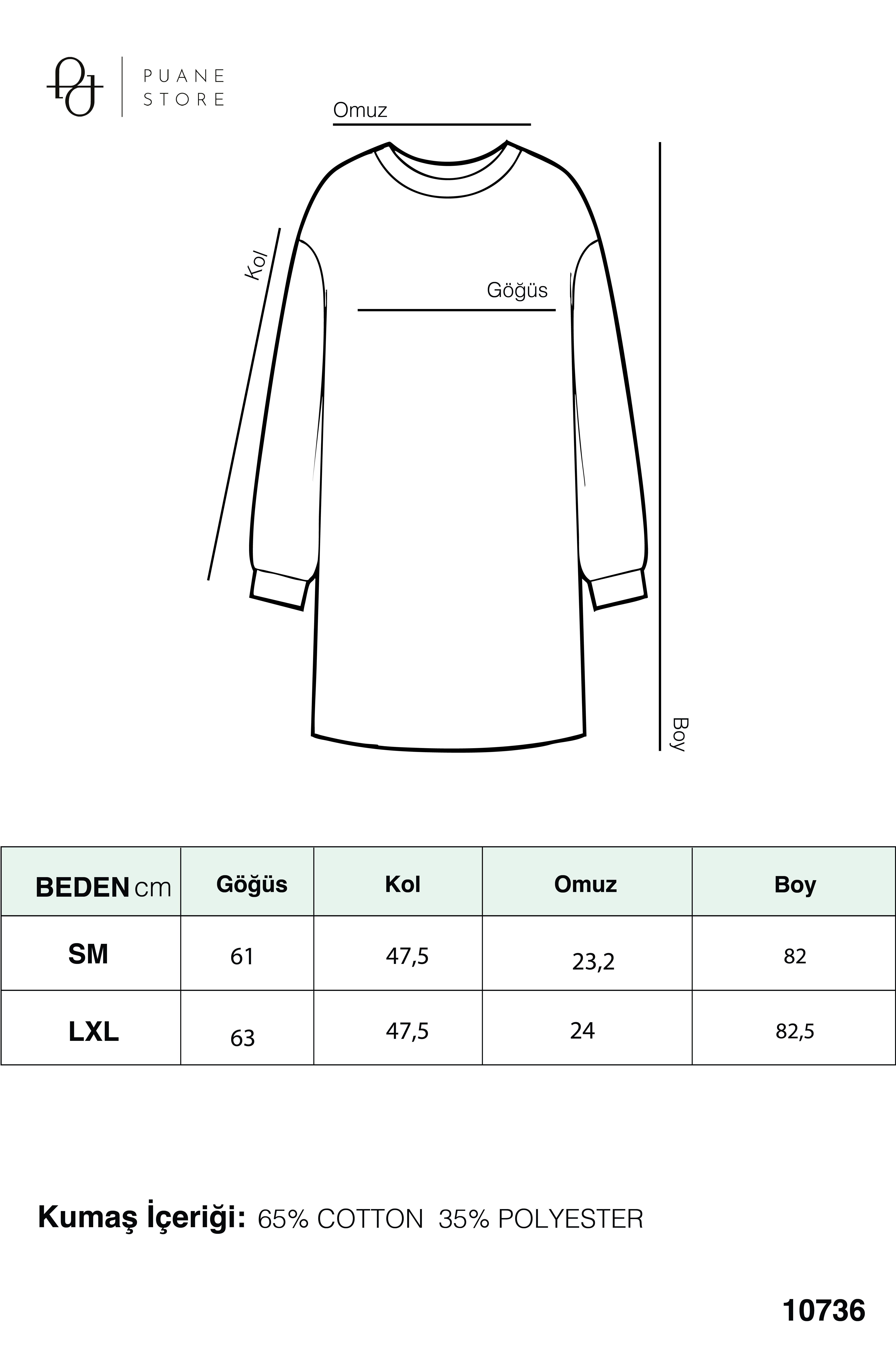 Kadın Yıldız Detaylı Basic Tunik - 10736TUN - Kahverengi Tunik Puane 