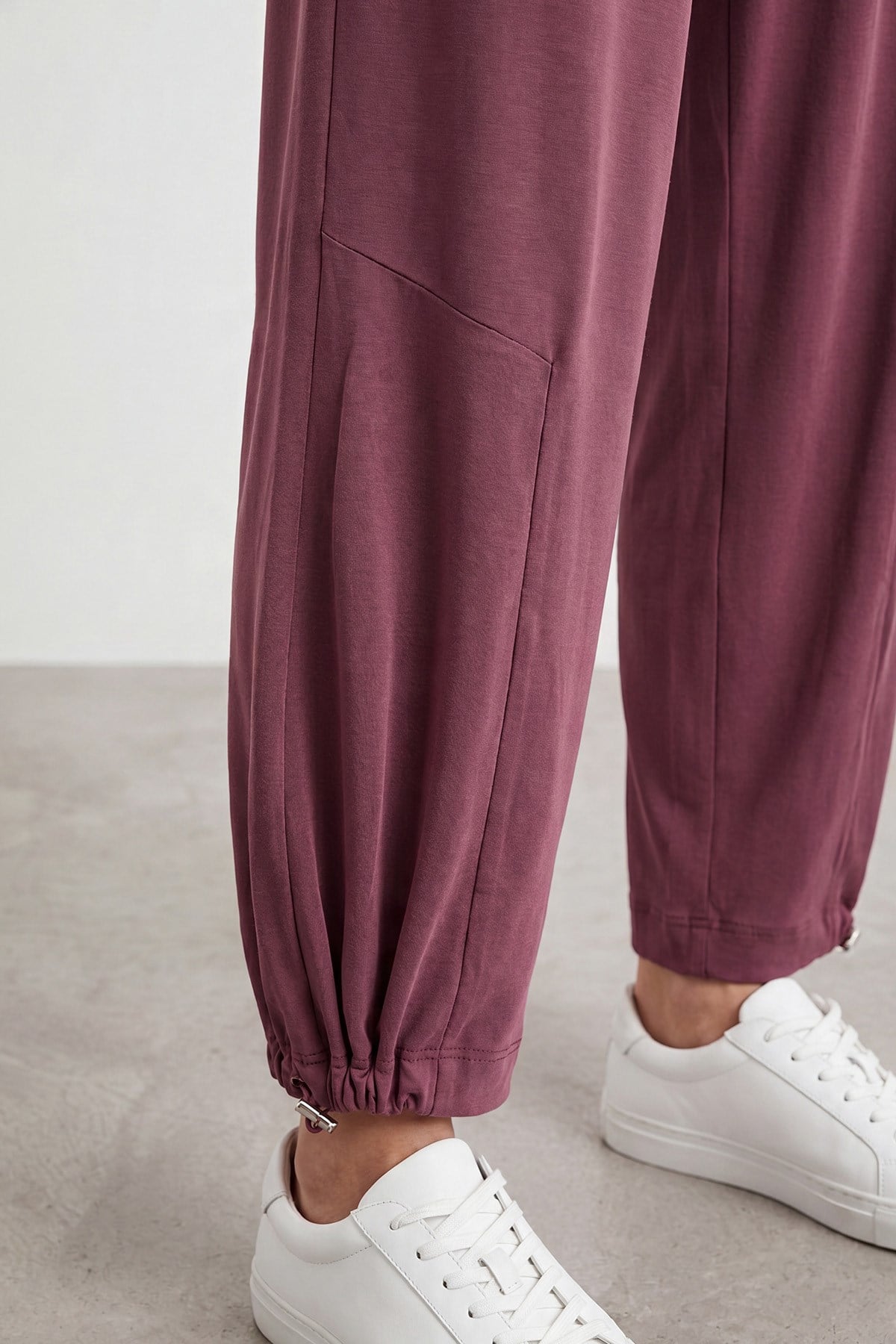 Lastik Paça Modal Karışımlı Rahat Pantolon - Mürdüm Pantolon Puane 
