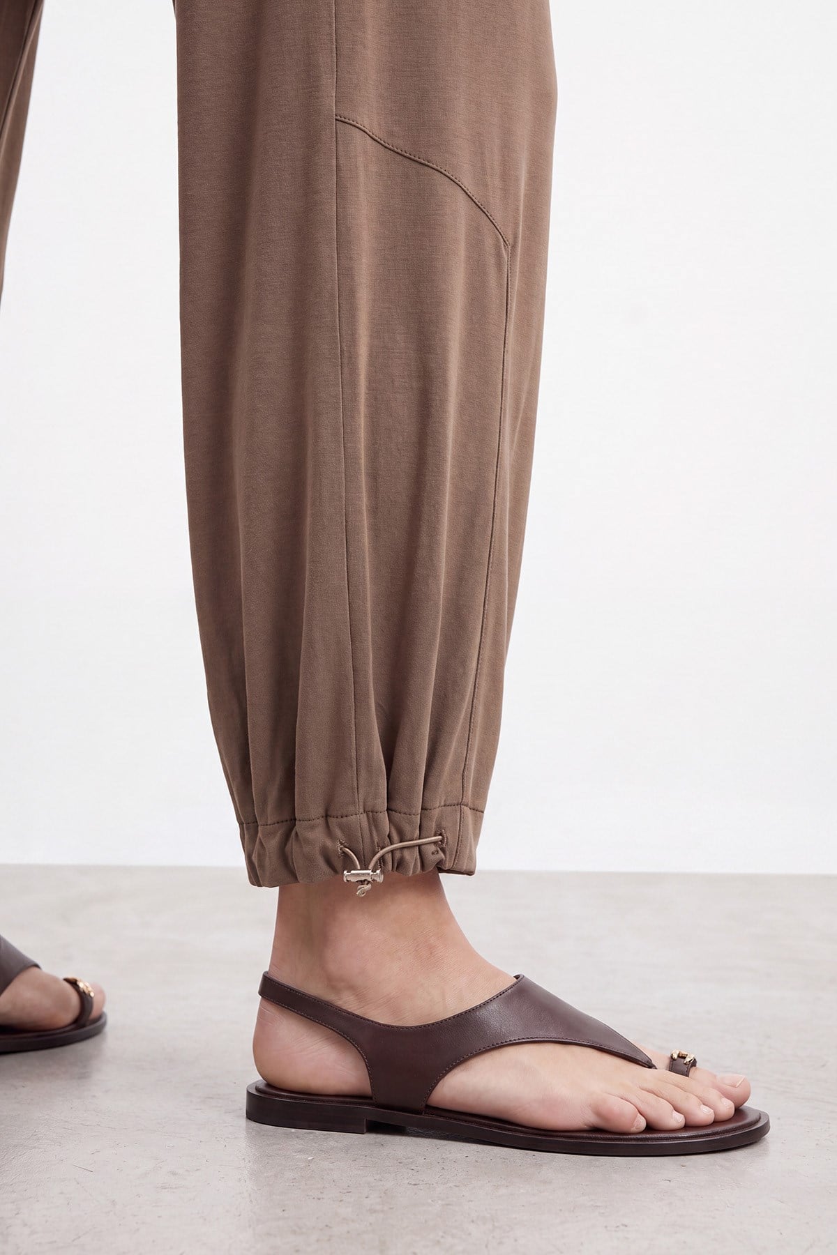 Lastik Paça Modal Karışımlı Rahat Pantolon - Vizon Pantolon Puane 