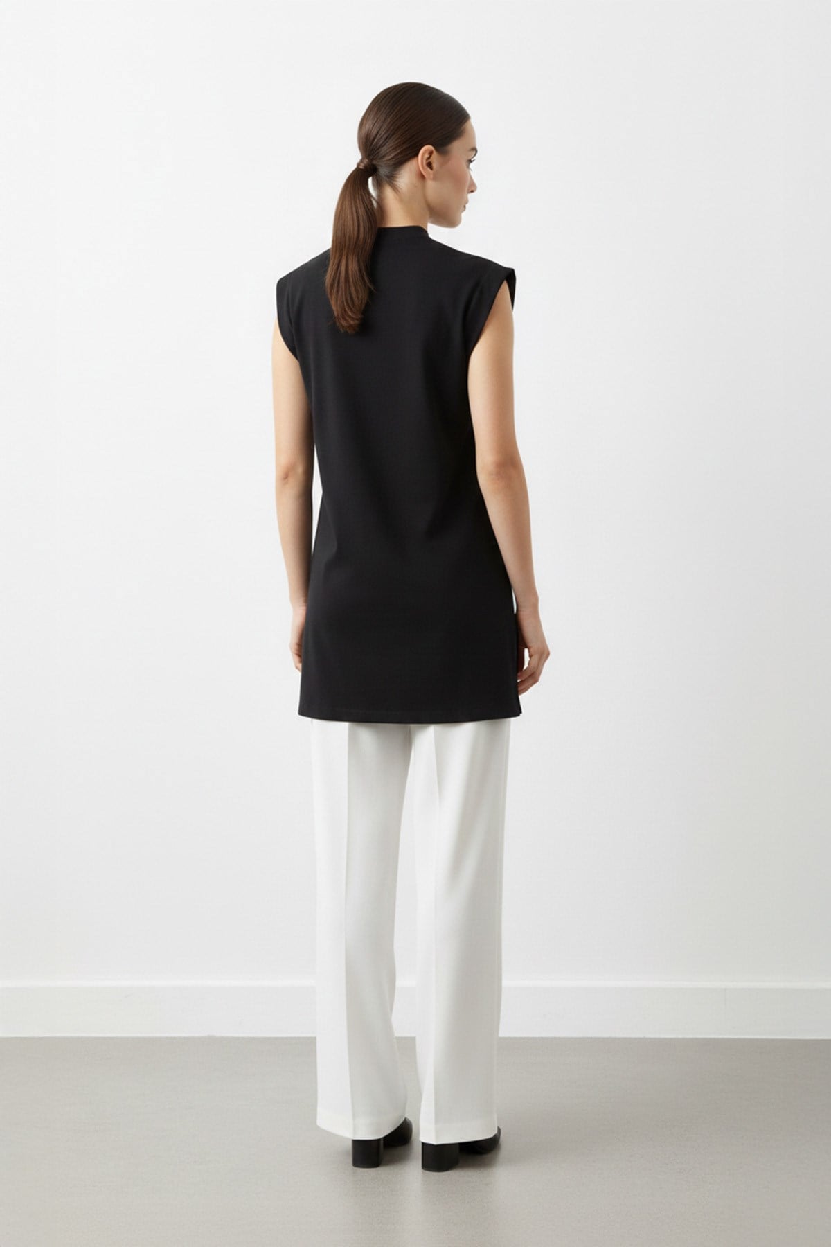 Minimal Kesim Oversize T-Shirt-40016 - Siyah Tshirt Puane 