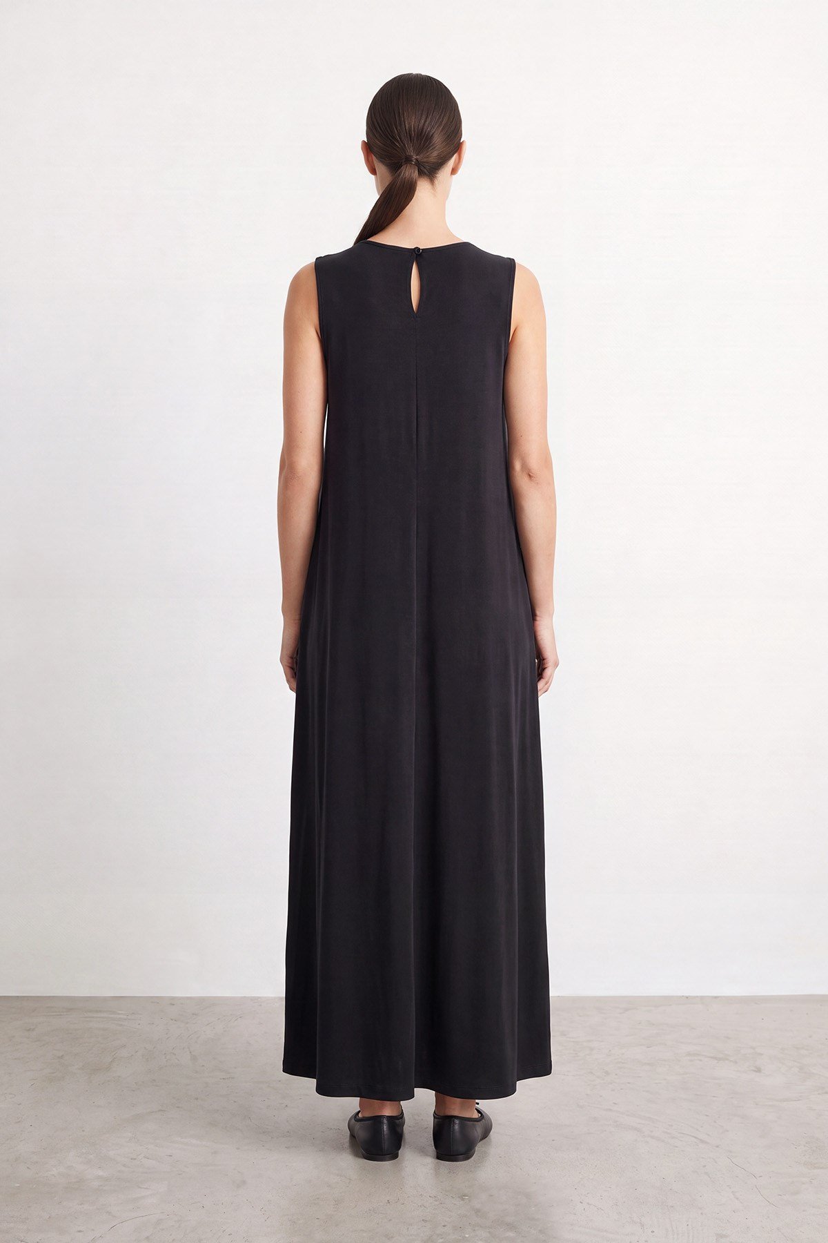 Modal Basic Maxi Elbise - Siyah Günlük Elbise Puane 
