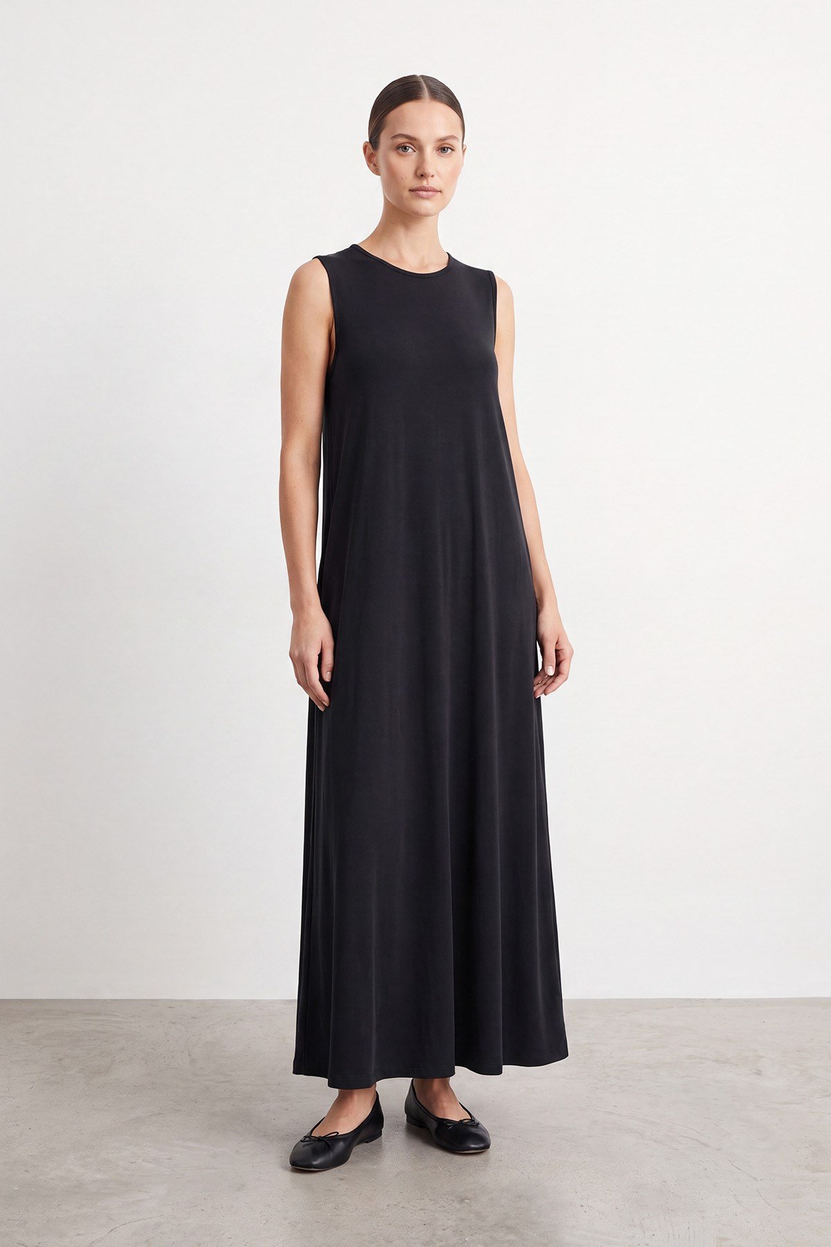 Modal Basic Maxi Elbise - Siyah Günlük Elbise Puane 