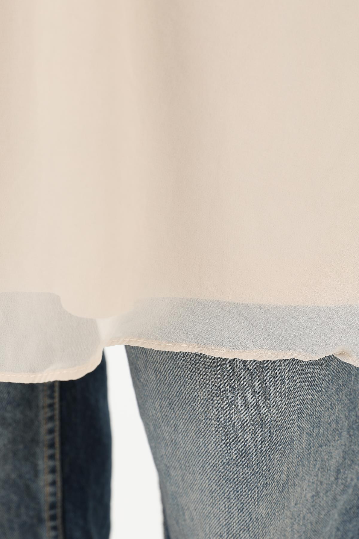 Kadın Basic Uzun T-Shirt -10271TUN - BEIGE