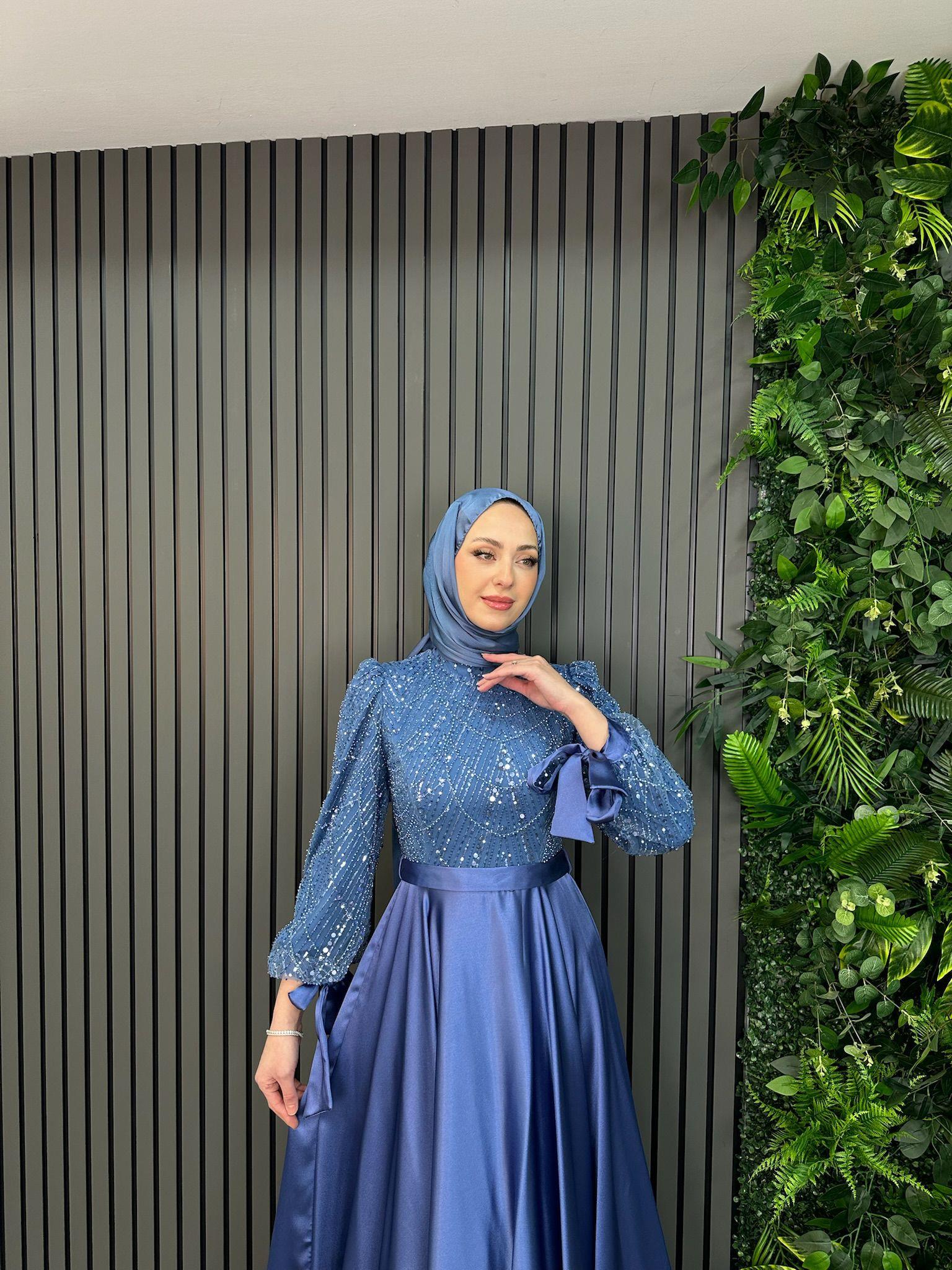 Giyim
Saten Sinem Abiye İndigo