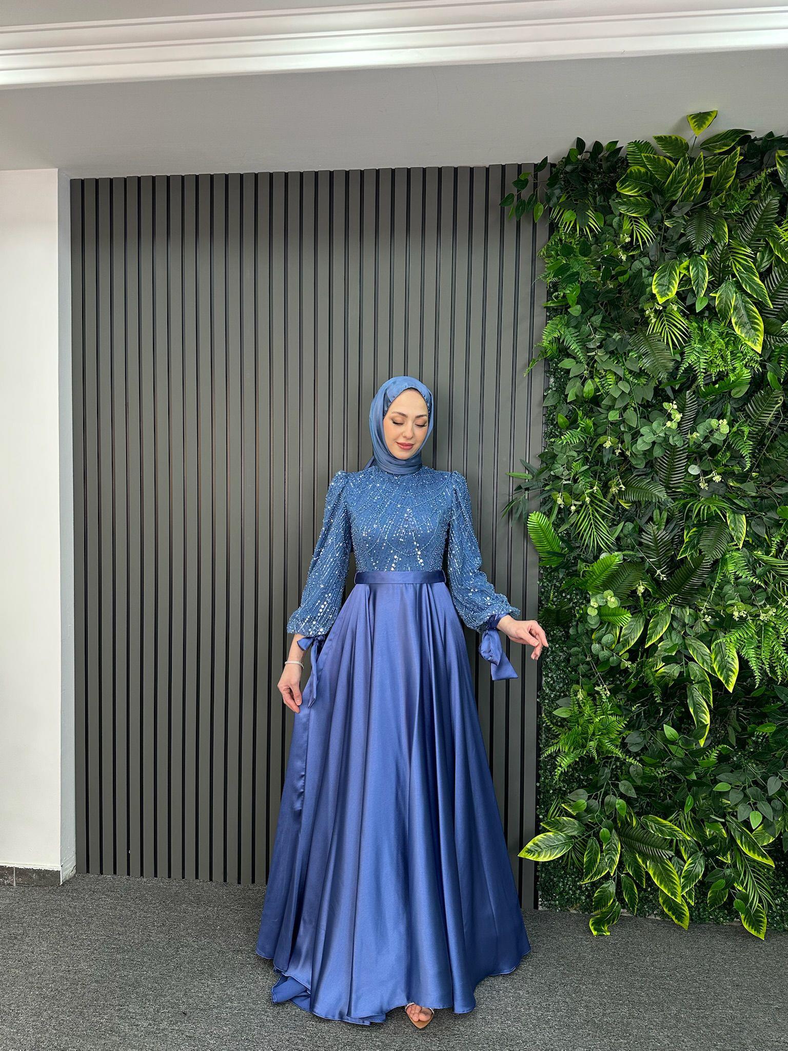 Giyim
Saten Sinem Abiye İndigo