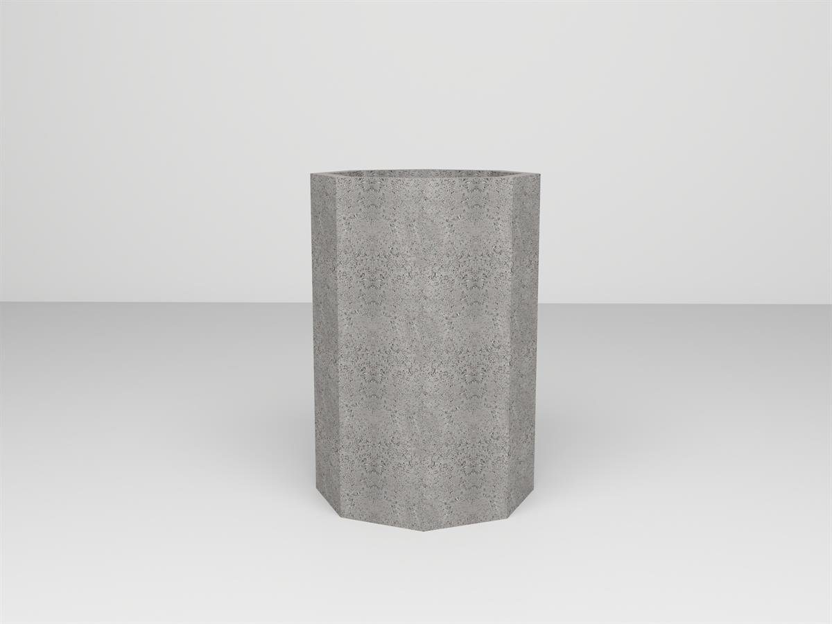 SAKSIPARK-Akasya Serisi Köşeli Beton Gri Saksı