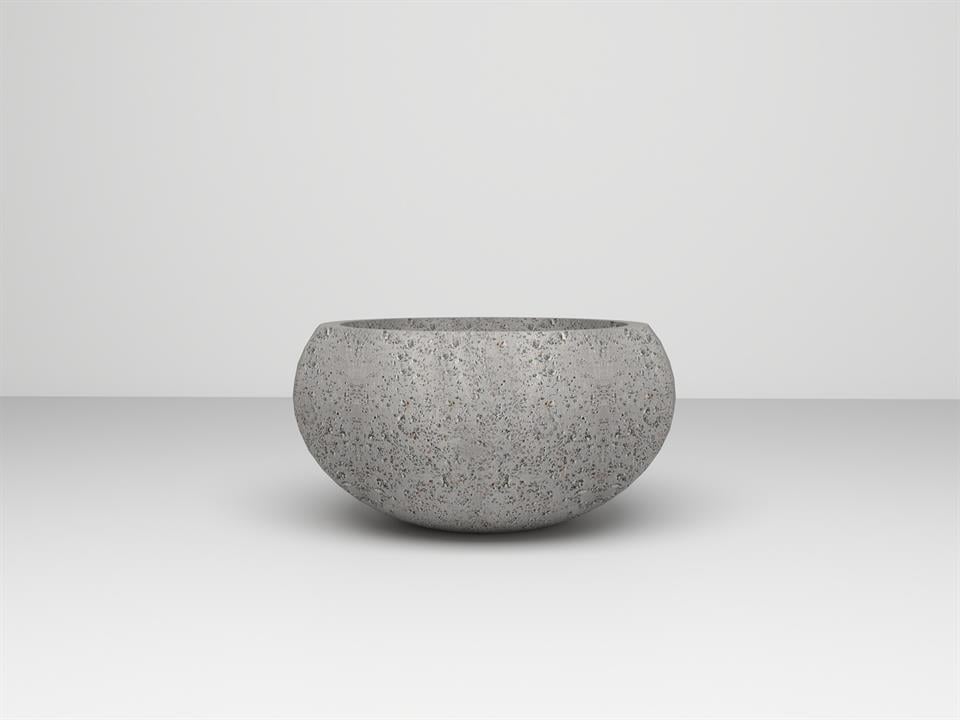 SAKSIPARK-İnci Serisi Yuvarlak Beton Gri Saksı