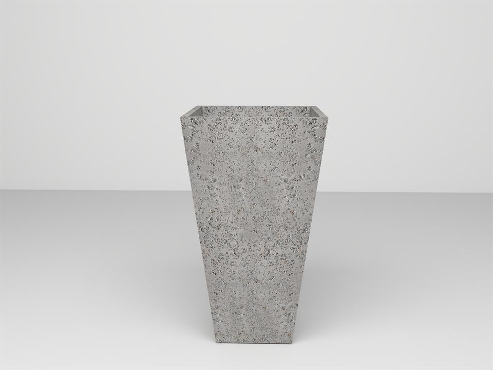 SAKSIPARK-Konik Serisi Köşeli Beton Gri Saksı