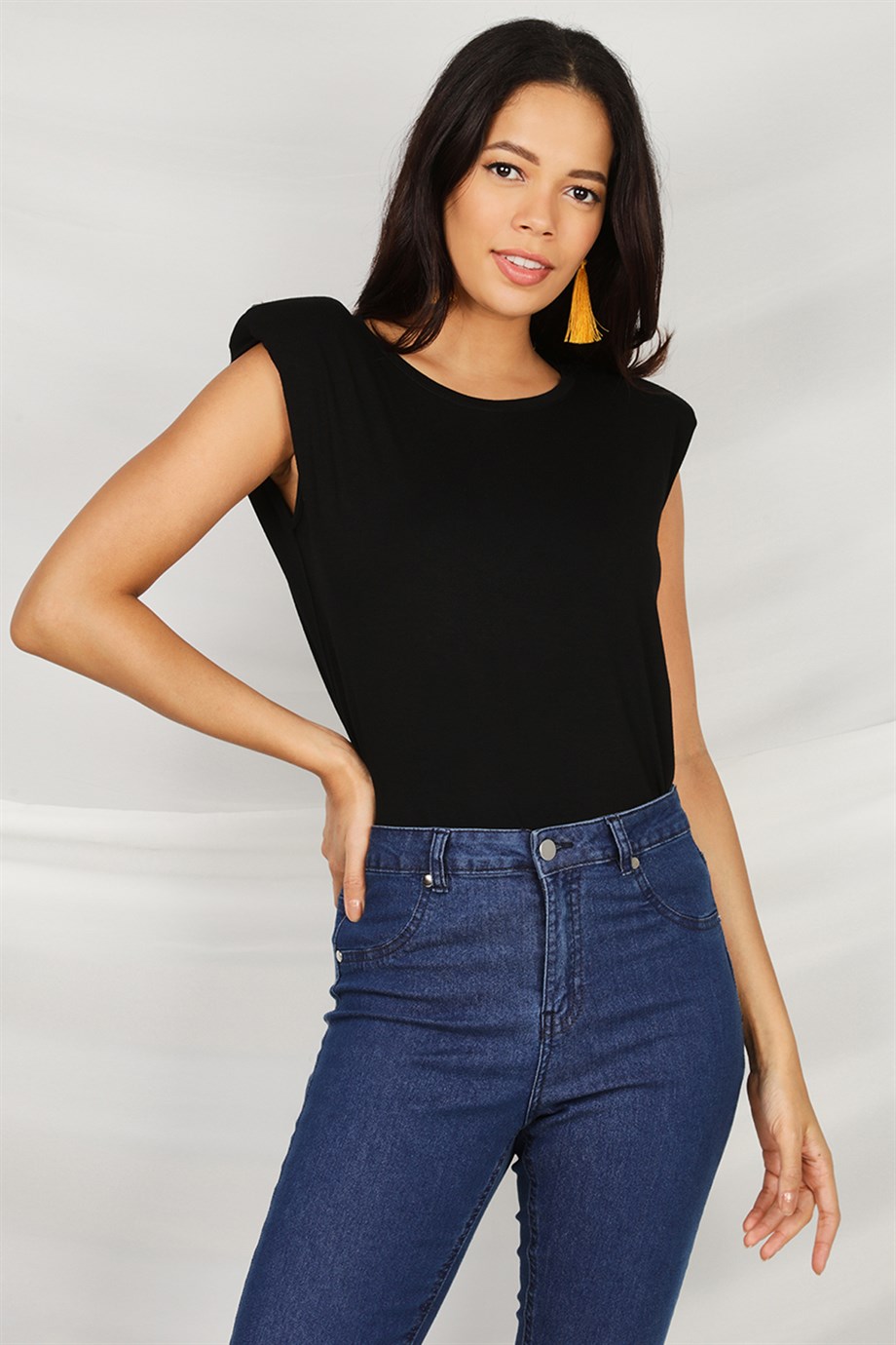 Kadın Bisiklet Yaka Vatkalı T-Shirt
