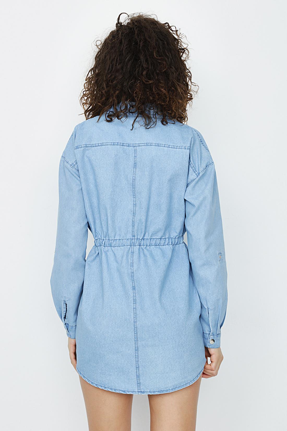 Kadın Çıtçıt Kapamalı Denim Gömlek Elbise