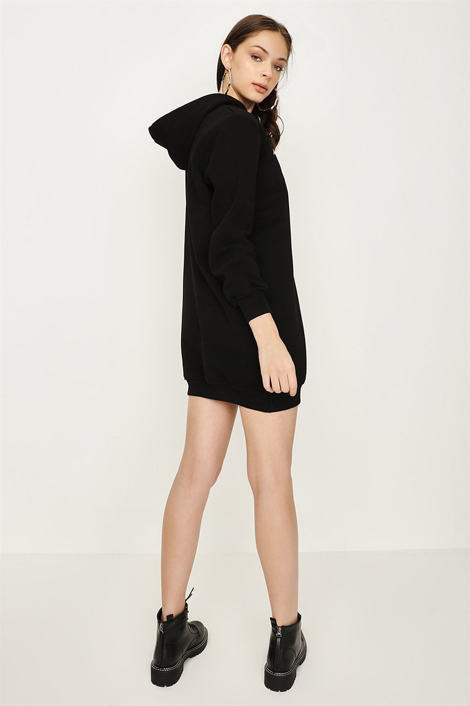 Kadın Kapüşonlu Basic Sweat Elbise
