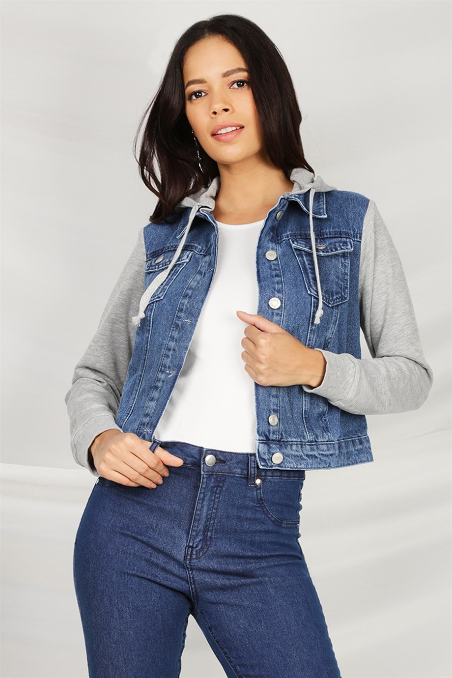 Kadın Kapüşonlu Denim Ceket
