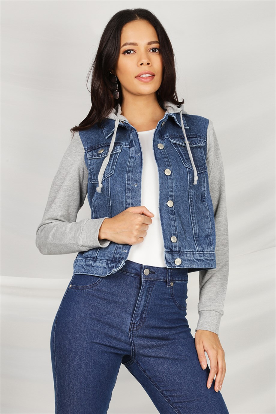 Kadın Kapüşonlu Denim Ceket