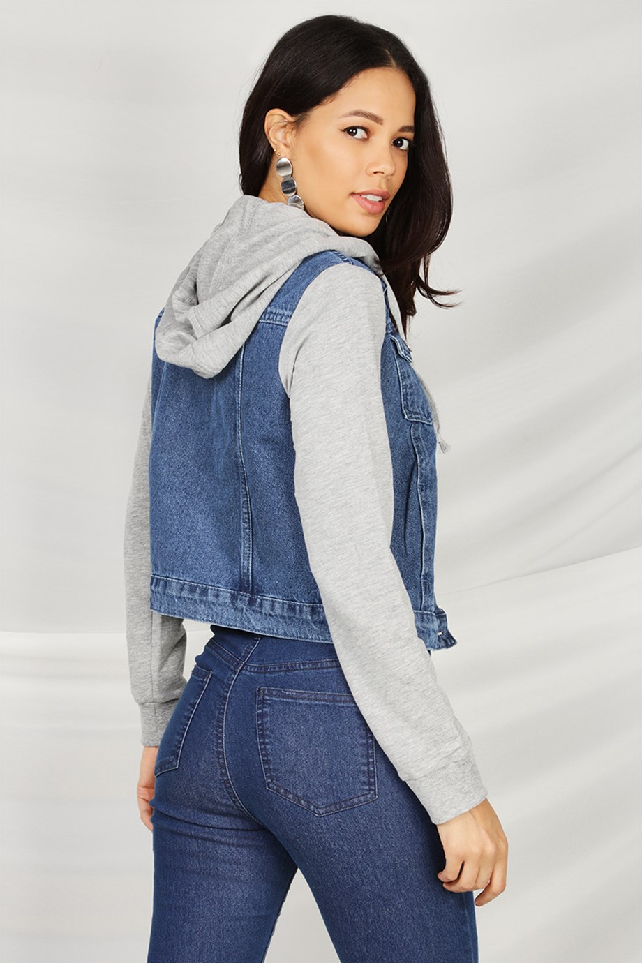 Kadın Kapüşonlu Denim Ceket