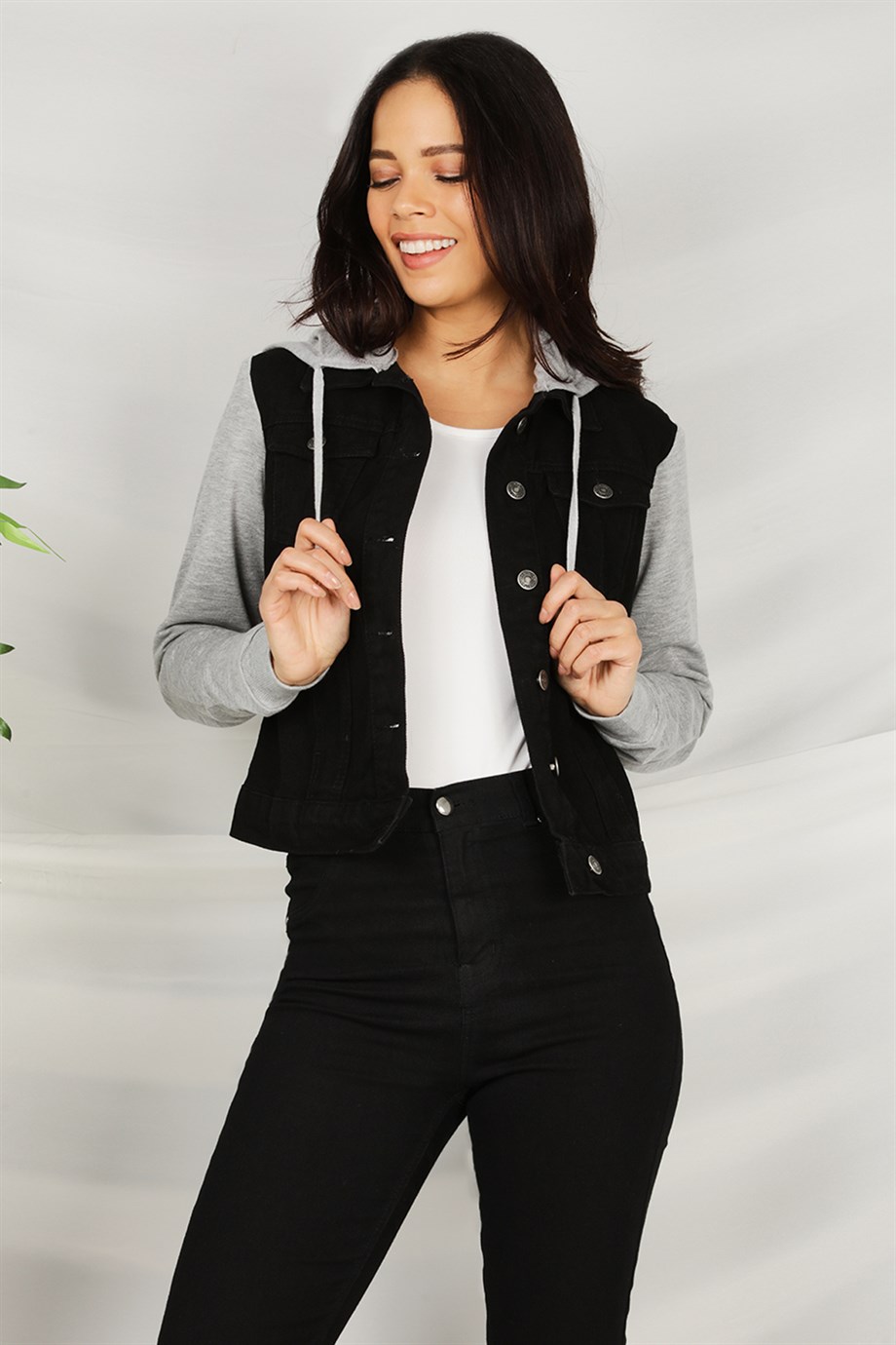 Kadın Kapüşonlu Denim Ceket