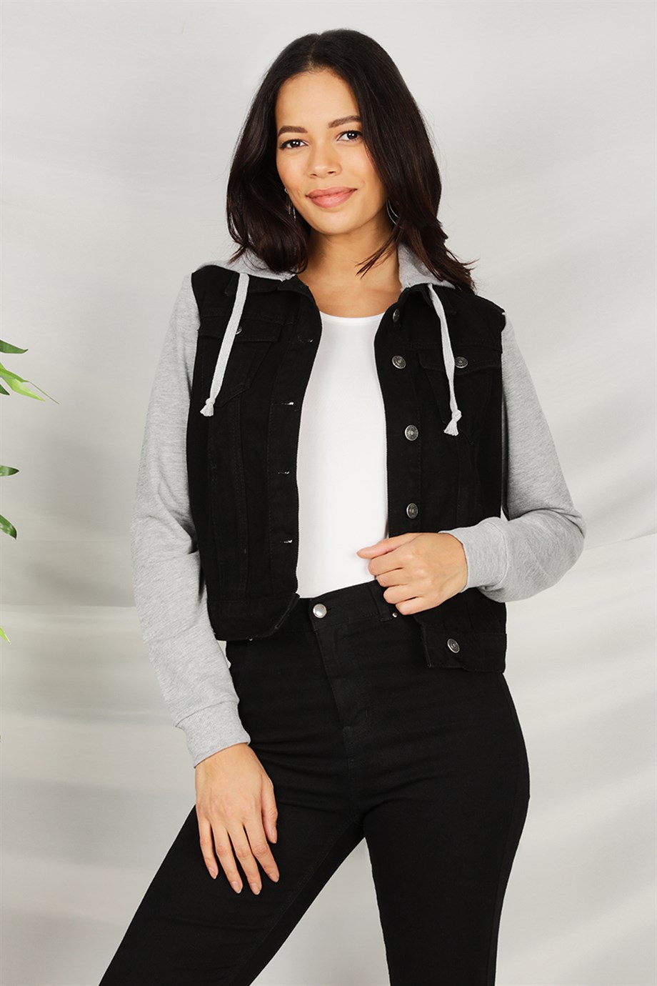 Kadın Kapüşonlu Denim Ceket