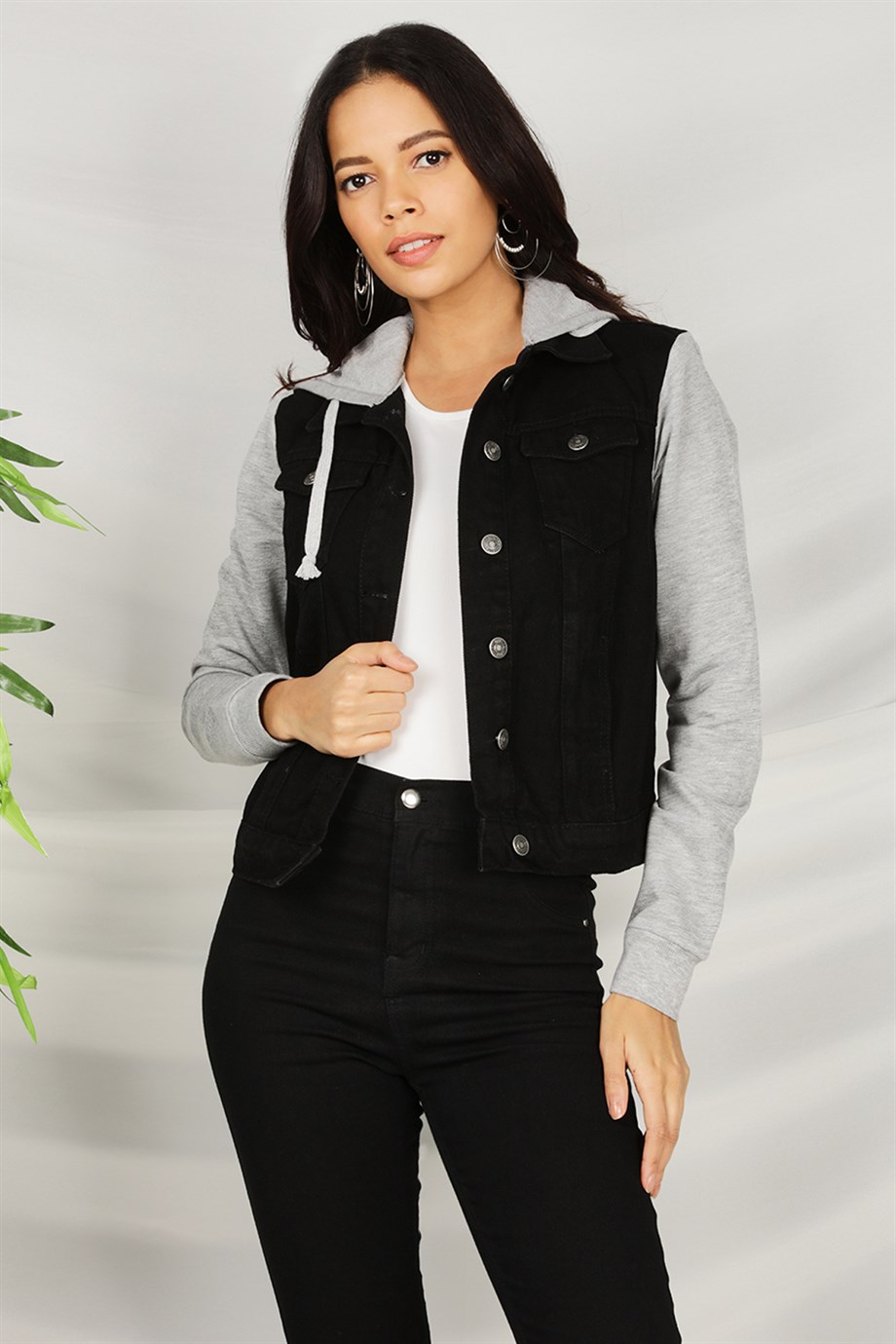 Kadın Kapüşonlu Denim Ceket