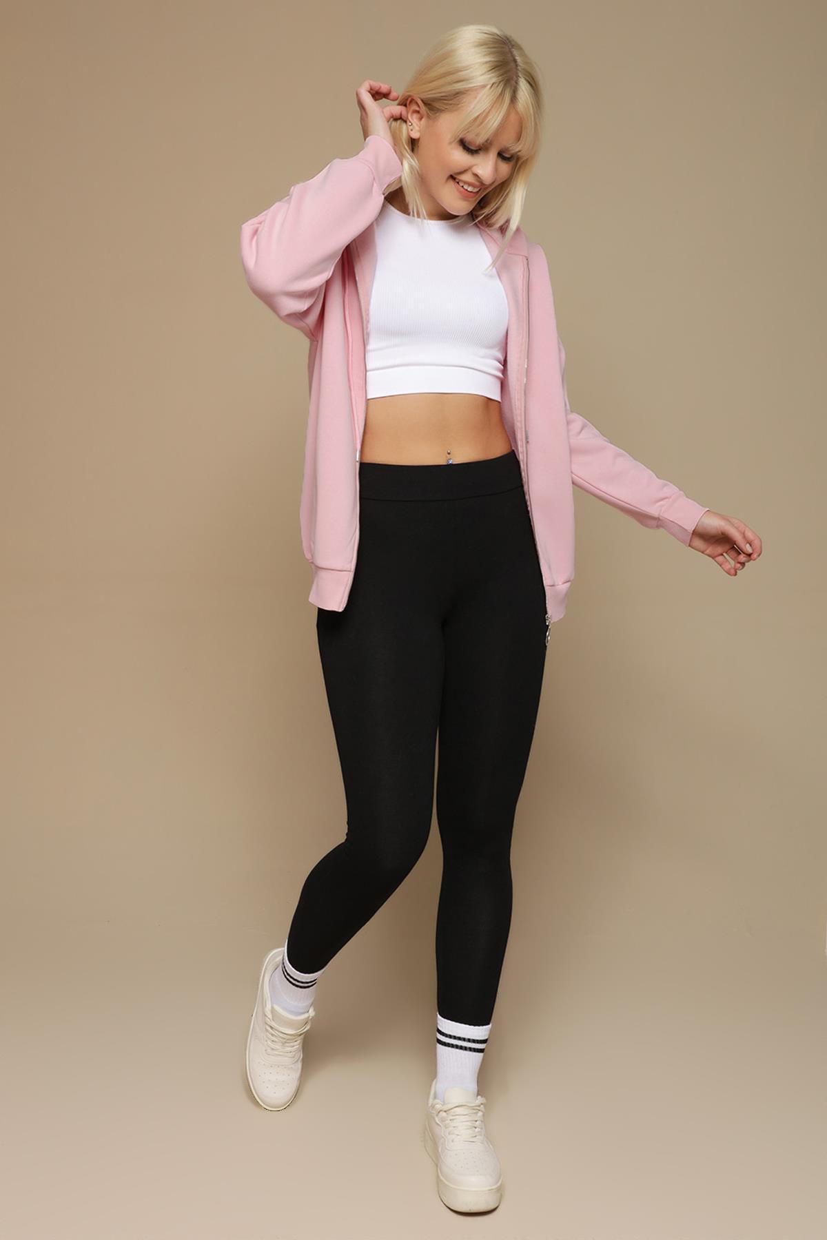Kadın Kapüşonlu Fermuarlı Sweatshirt
