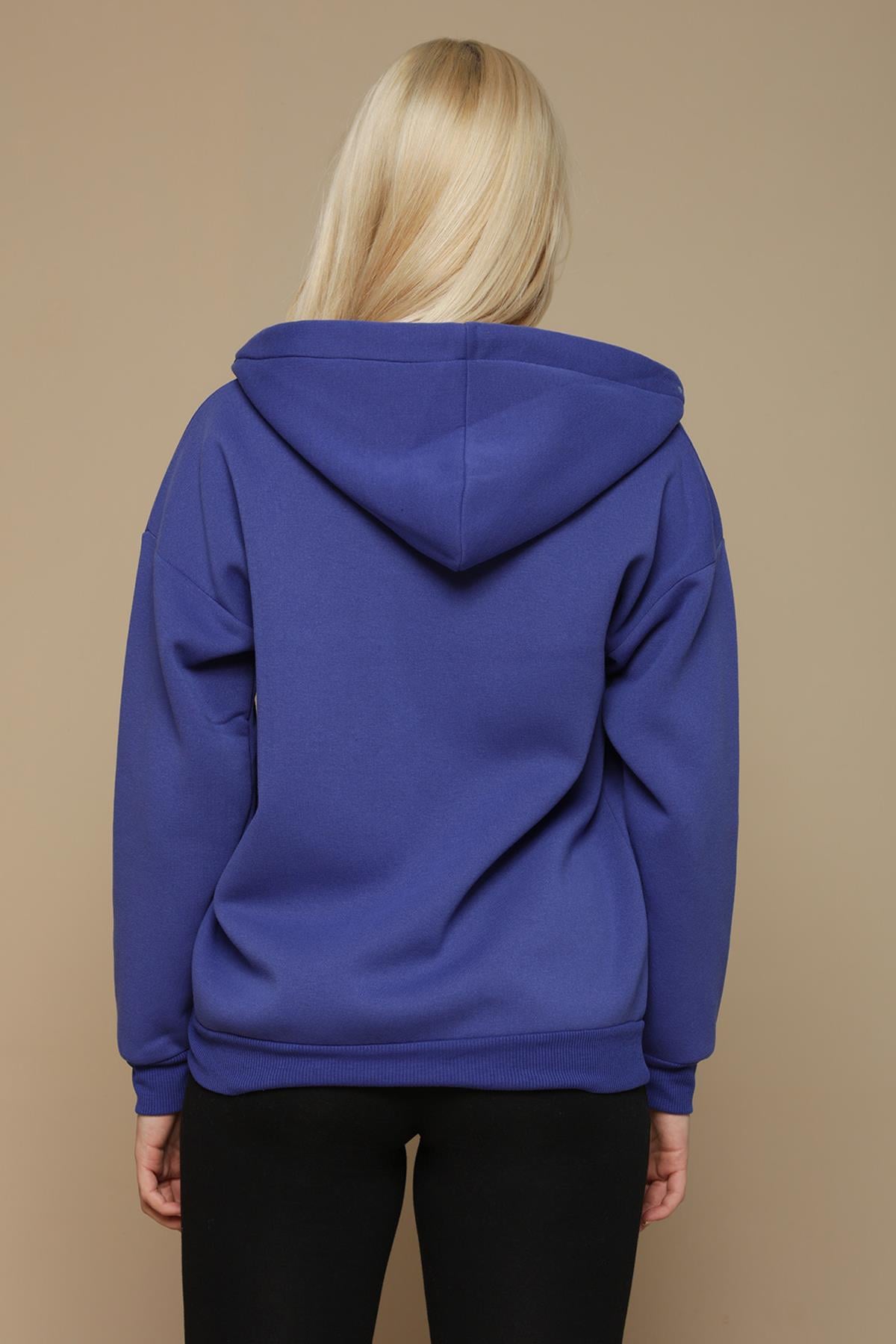 Kadın Kapüşonlu Fermuarlı Sweatshirt