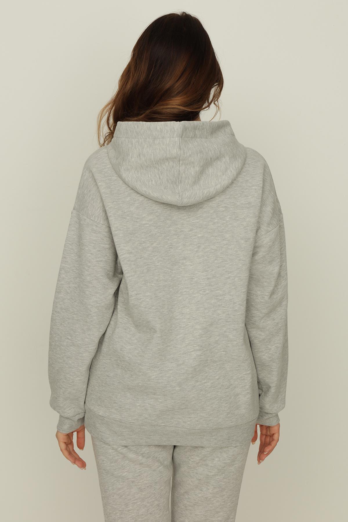 Kadın Kapüşonlu Fermuarlı Sweatshirt