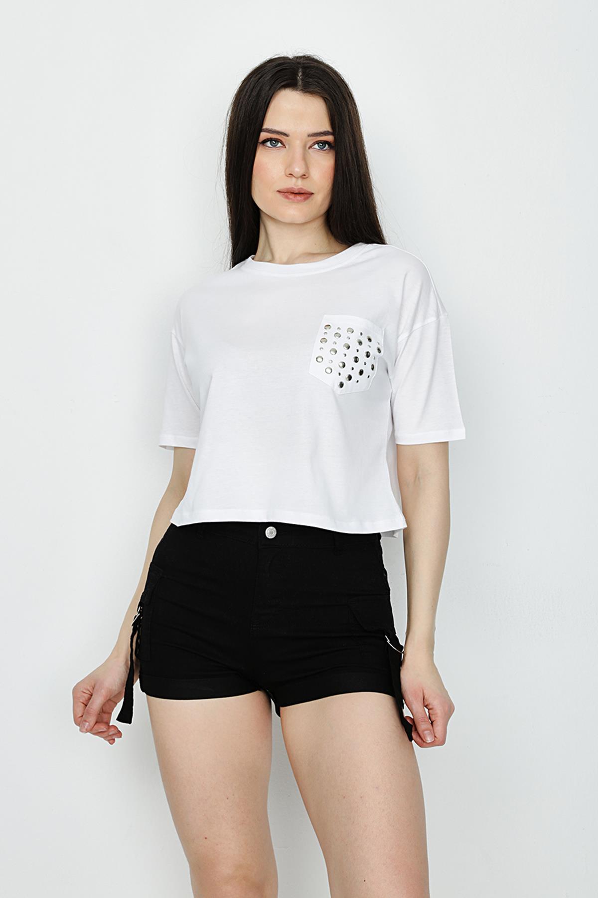 Kadın Kargo Cepli Mini Şort