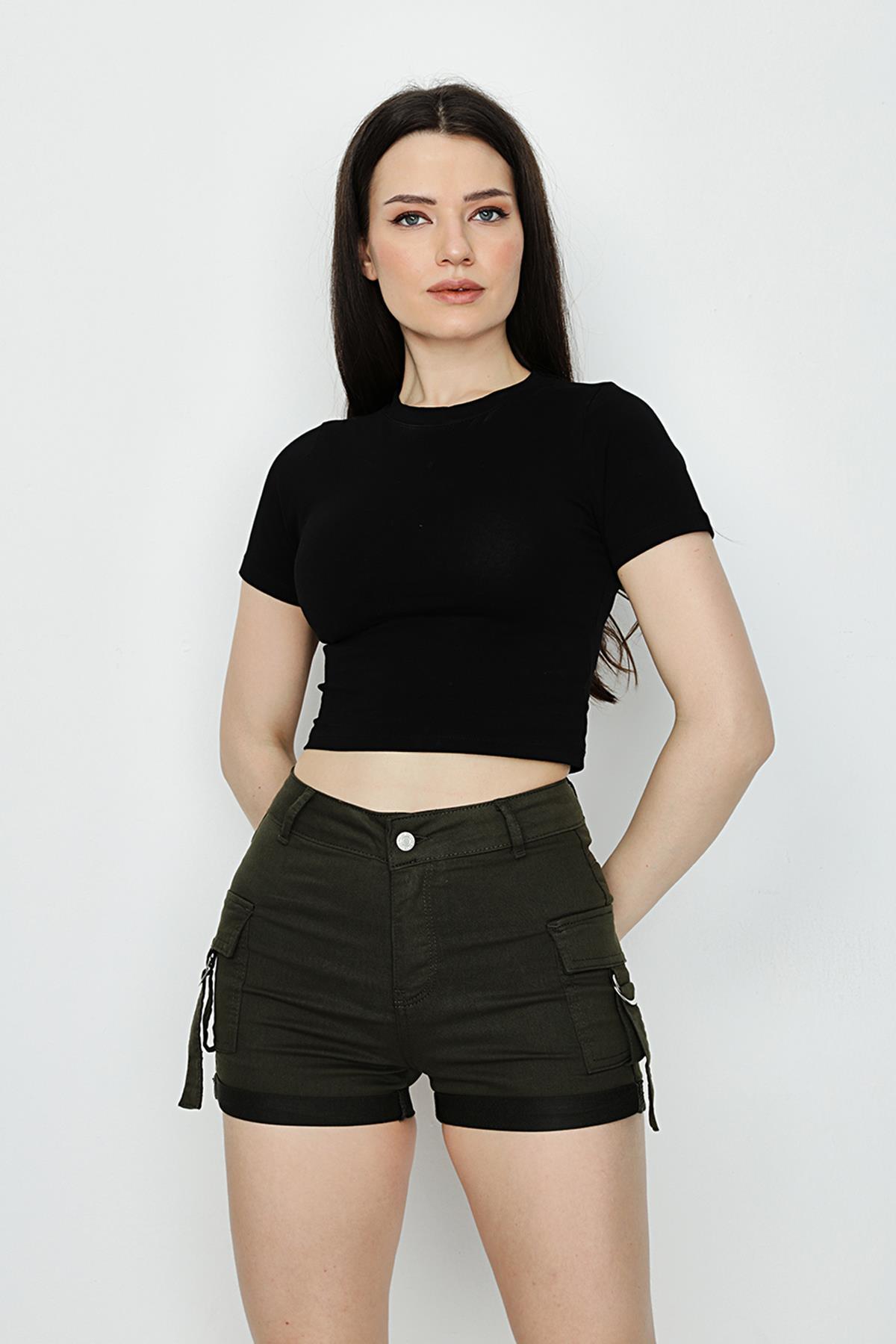 Kadın Kargo Cepli Mini Şort