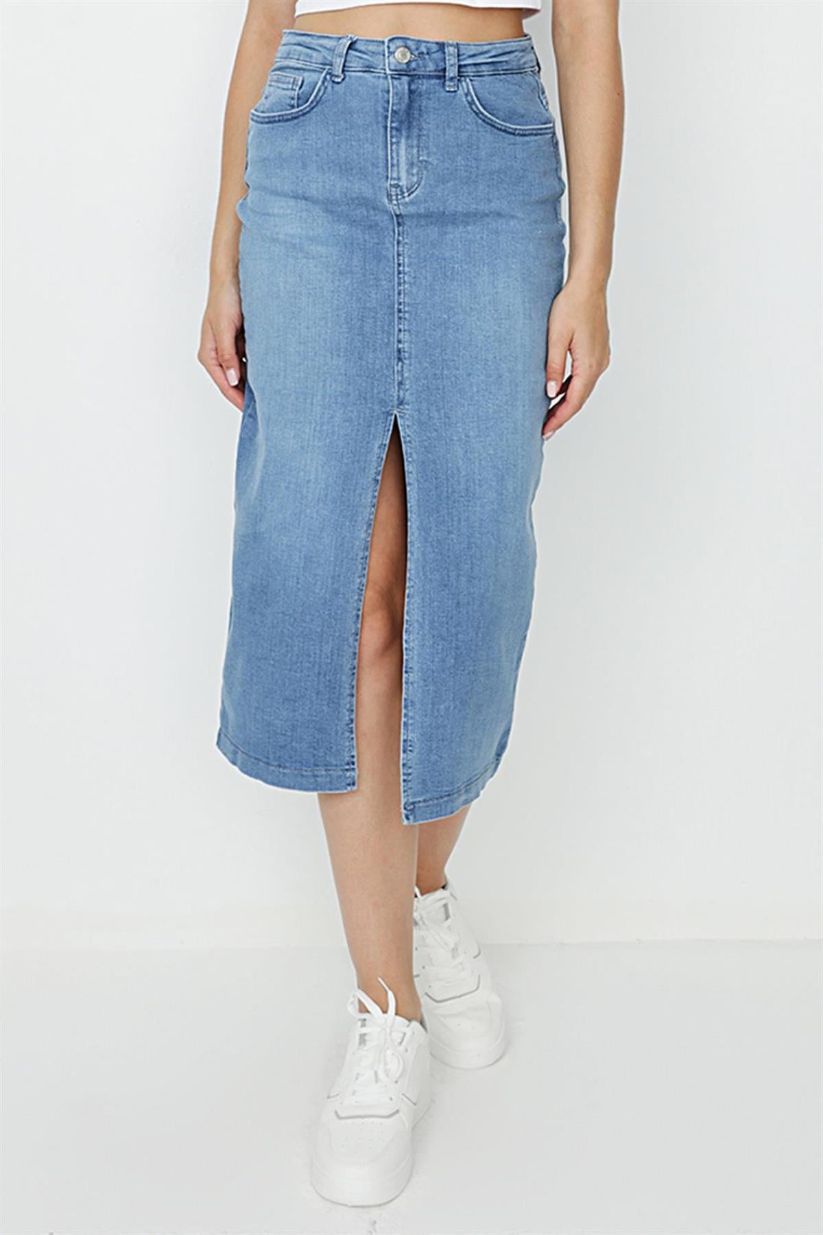 Kadın Midi Denim Etek