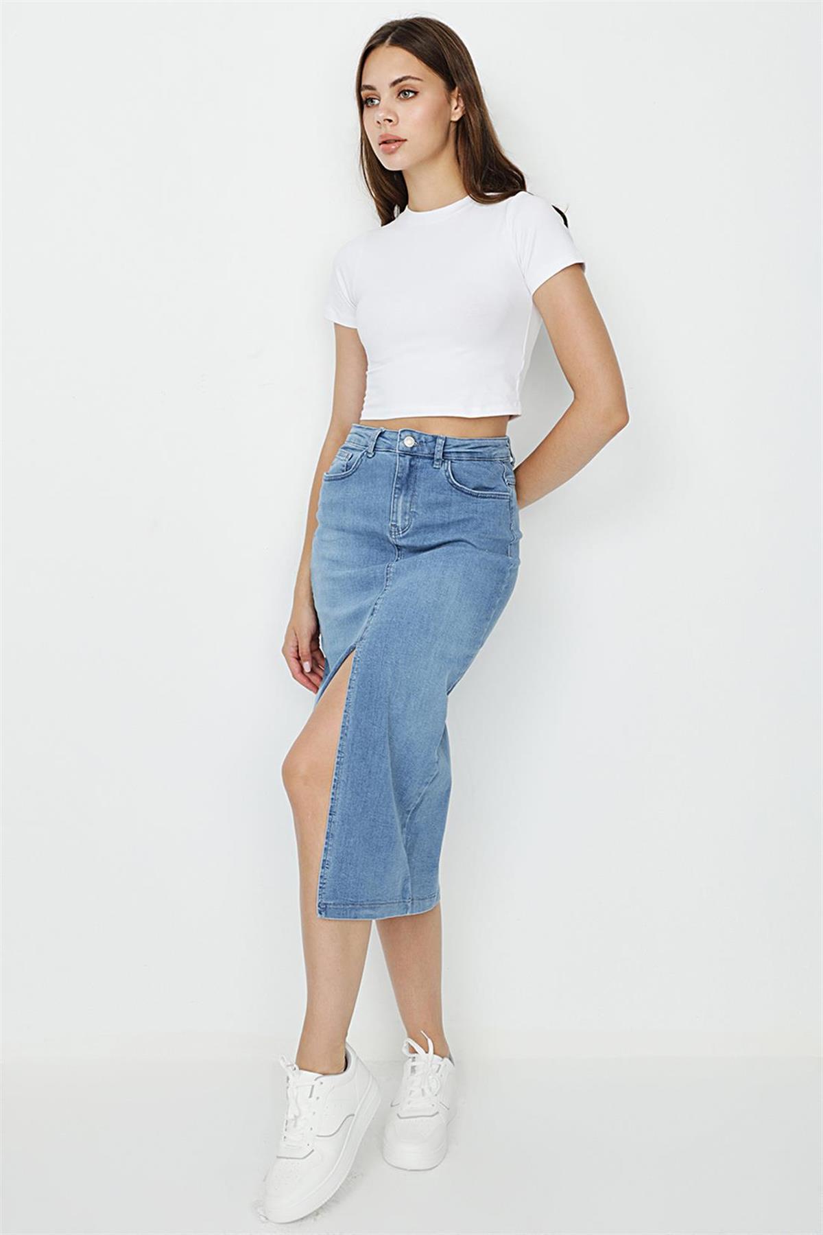 Kadın Midi Denim Etek