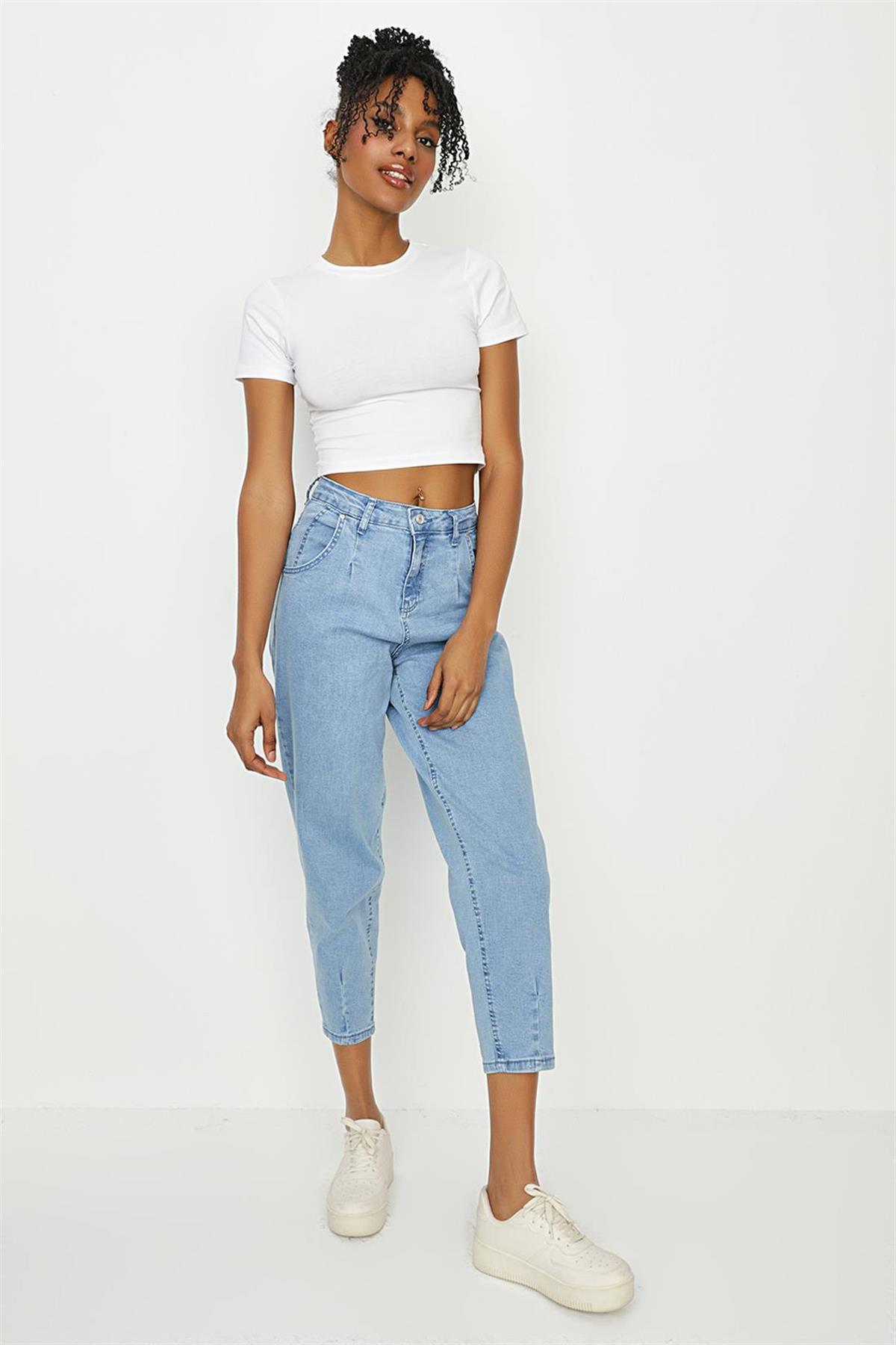 Kadın Pens Detaylı Balon Model Jeans