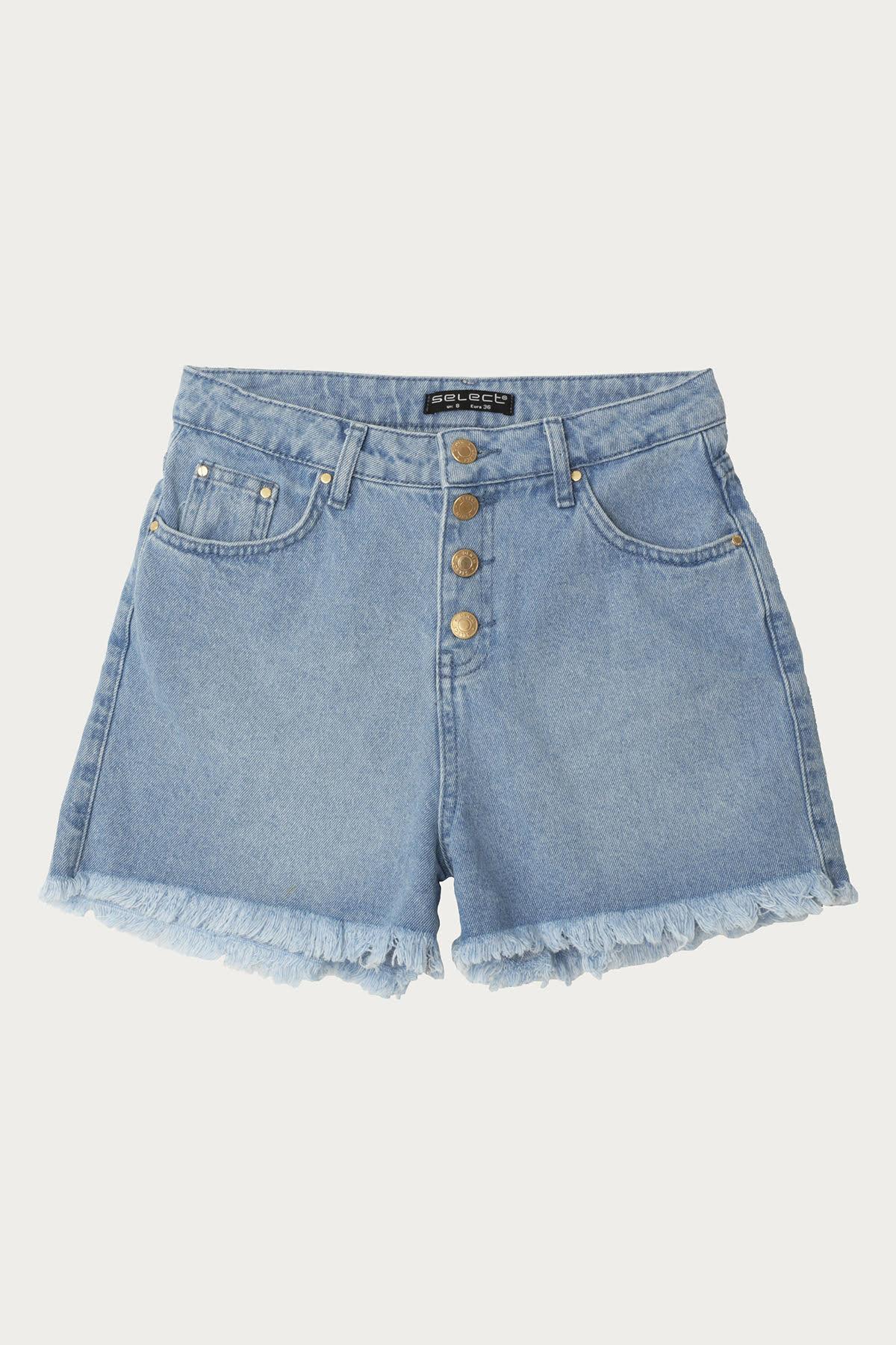 Kadın Püsküllü Mini Denim Şort