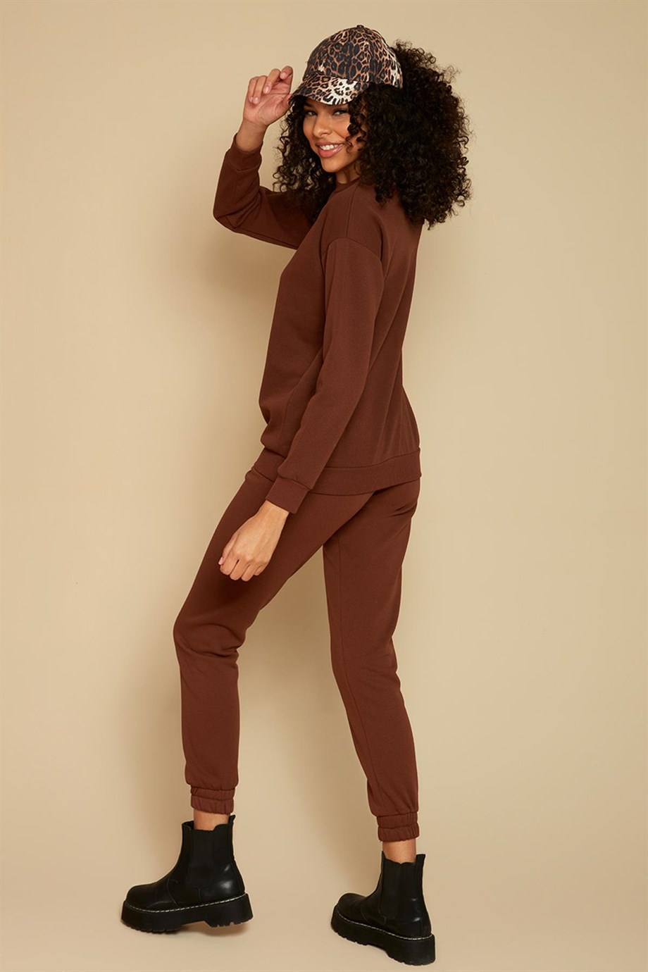 Kadın Şardonlu Örme Basic Jogger Eşofman Altı