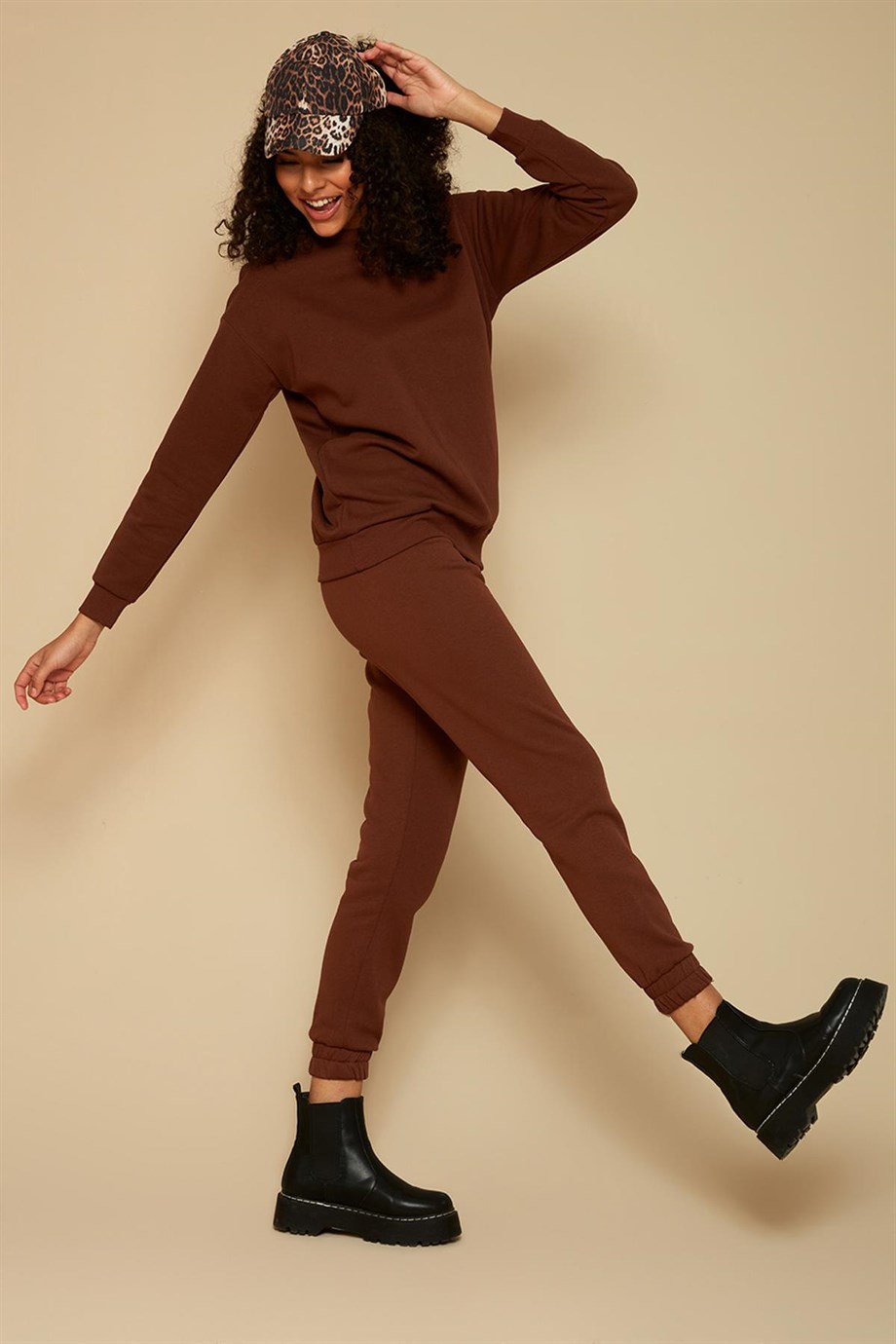 Kadın Şardonlu Örme Basic Jogger Eşofman Altı