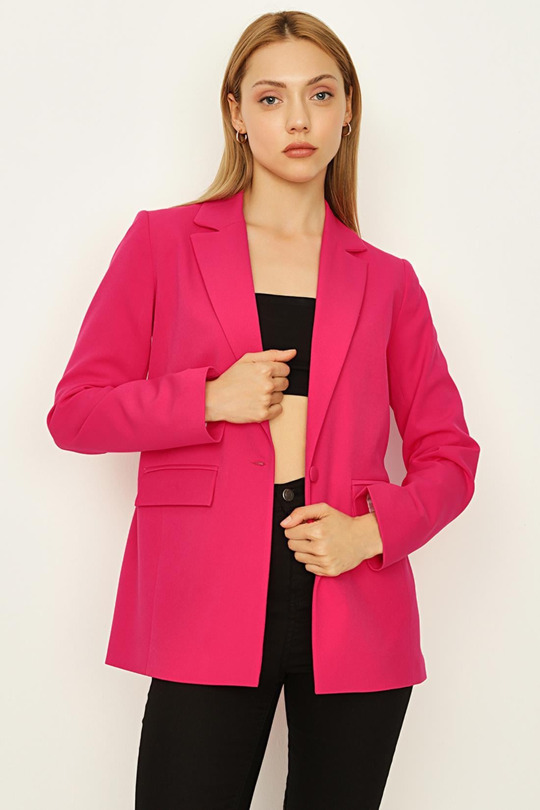 Kadın Tek Düğmeli Blazer Ceket