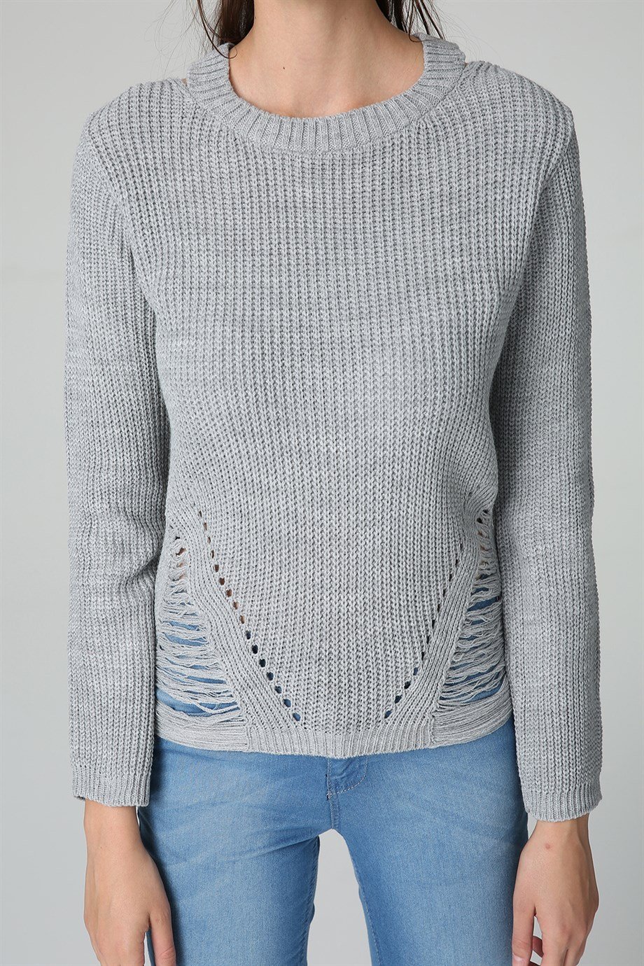 Kadın Yırtık Detaylı Kazak