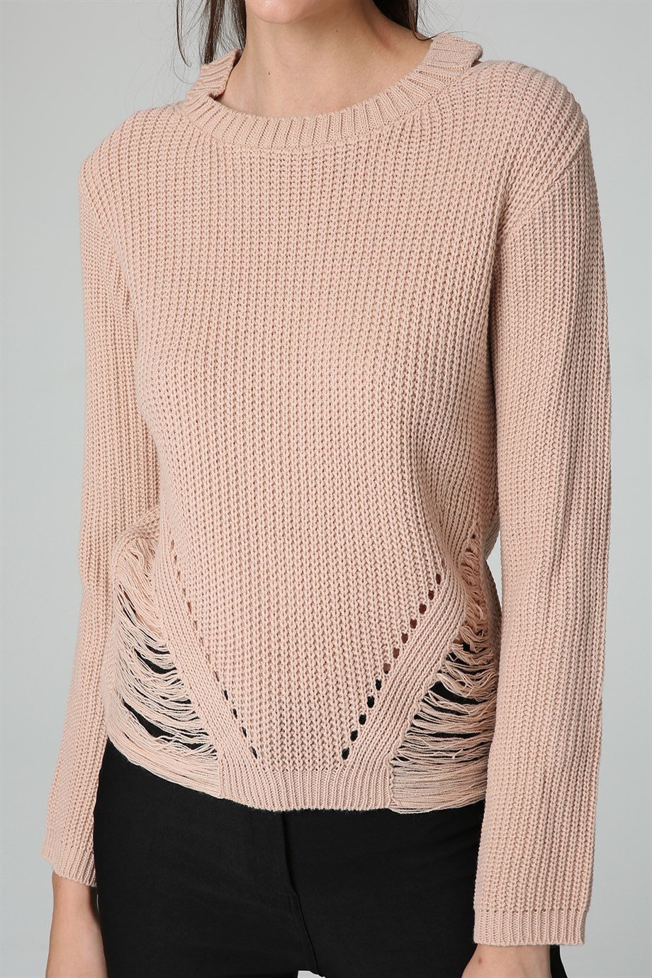 Kadın Yırtık Detaylı Kazak