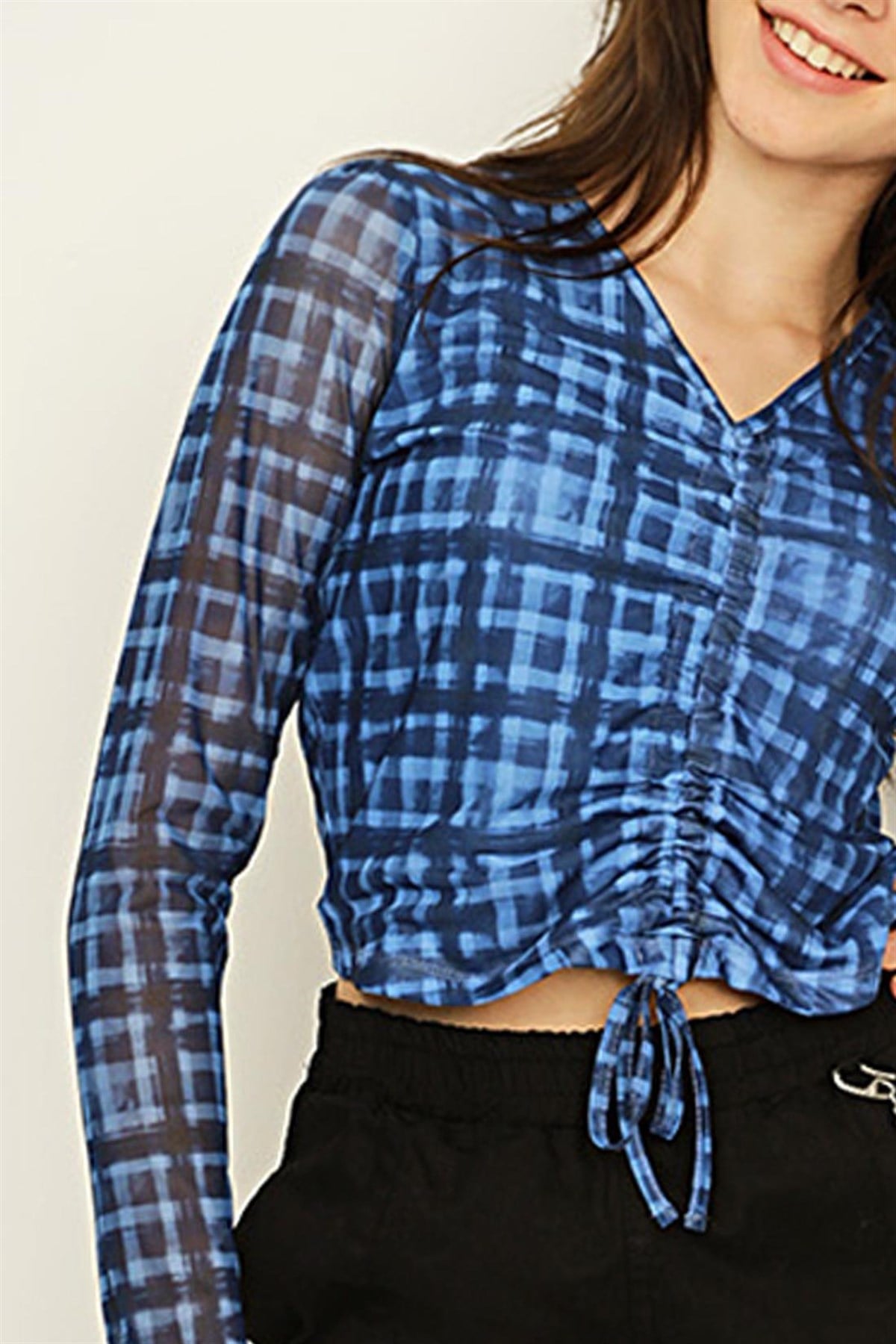 Kız Çocuk Önü Büzgülü Crop Bluz