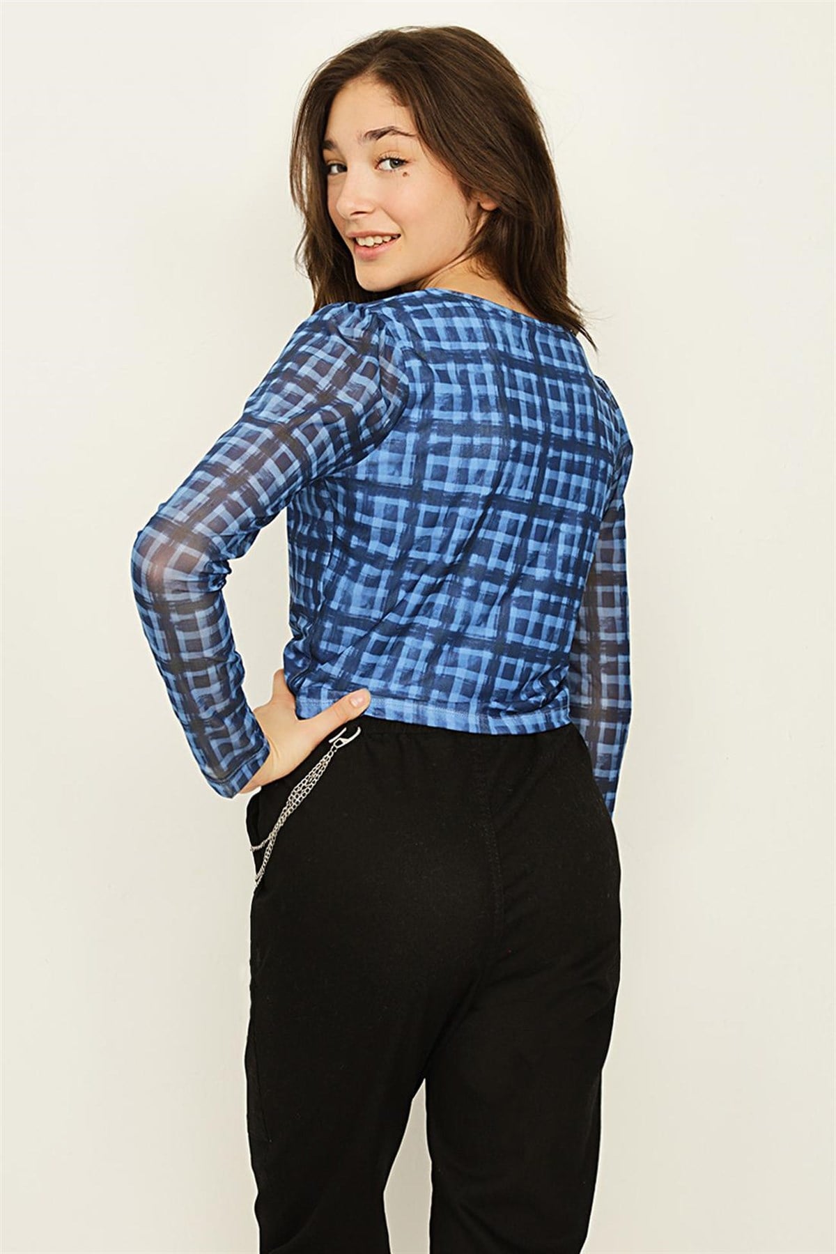 Kız Çocuk Önü Büzgülü Crop Bluz
