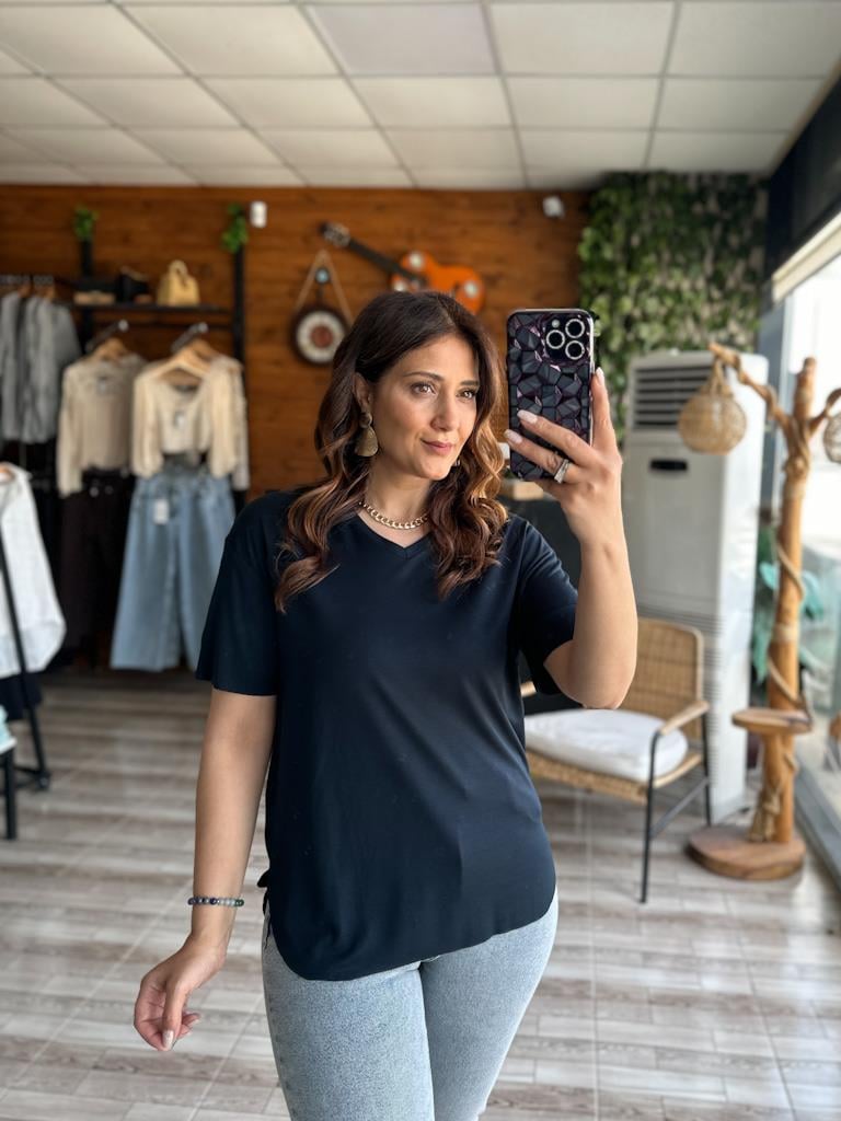  Modal Kumaş Oysh Basic Tshirt Lacivert