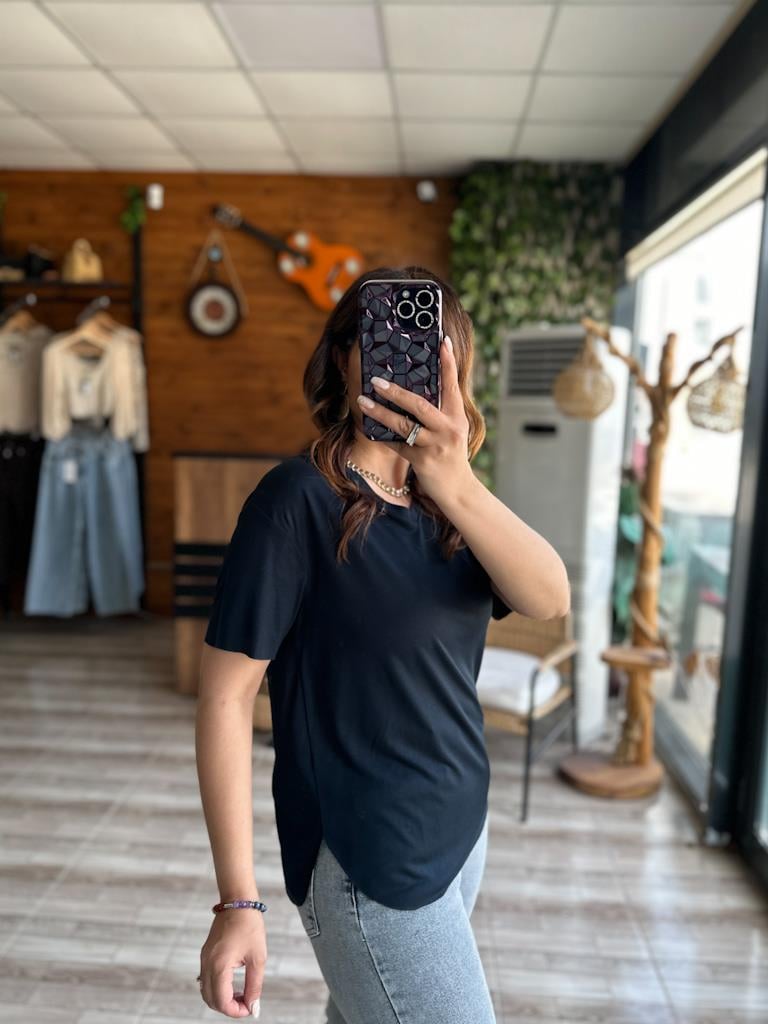  Modal Kumaş Oysh Basic Tshirt Lacivert