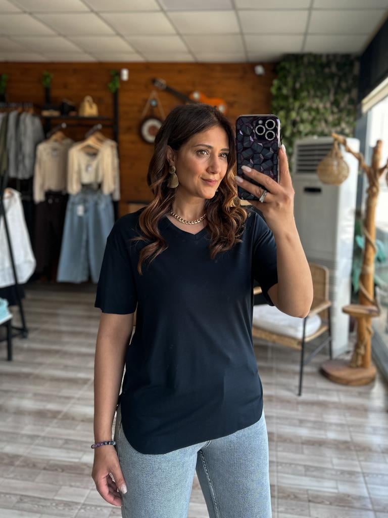  Modal Kumaş Oysh Basic Tshirt Lacivert