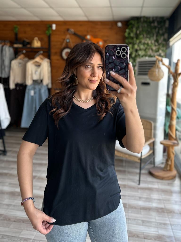 Modal Kumaş Oysh Basic Tshirt Siyah