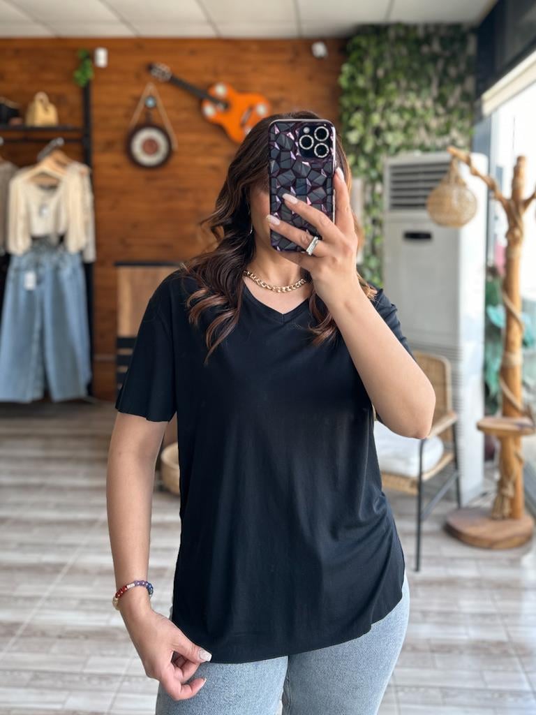  Modal Kumaş Oysh Basic Tshirt Siyah