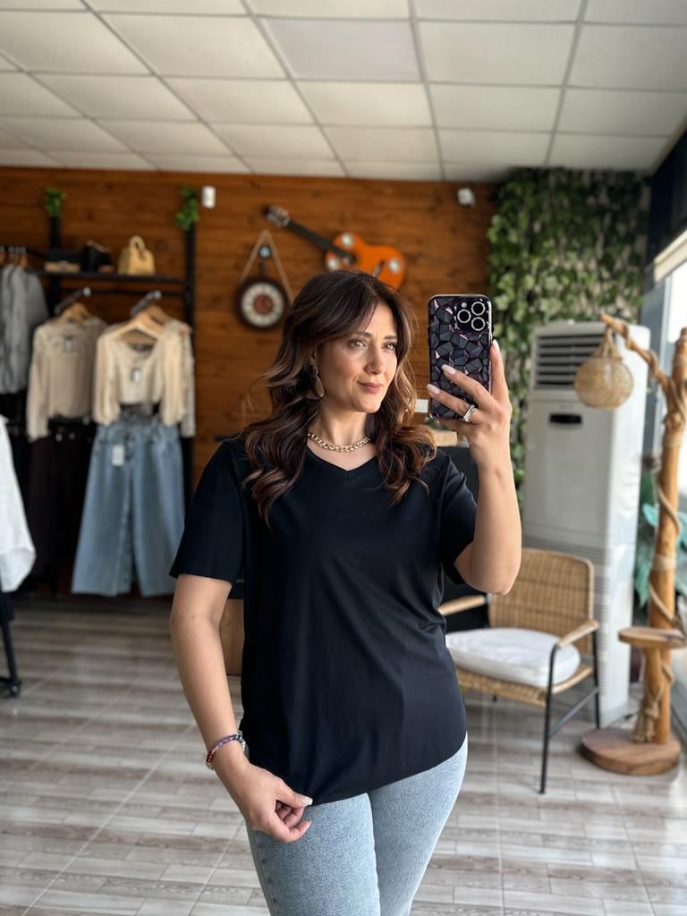  Modal Kumaş Oysh Basic Tshirt Siyah