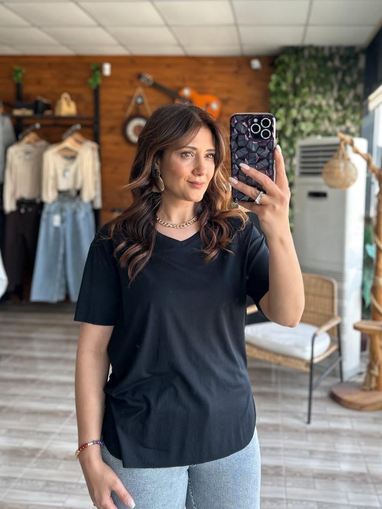  Modal Kumaş Oysh Basic Tshirt Siyah