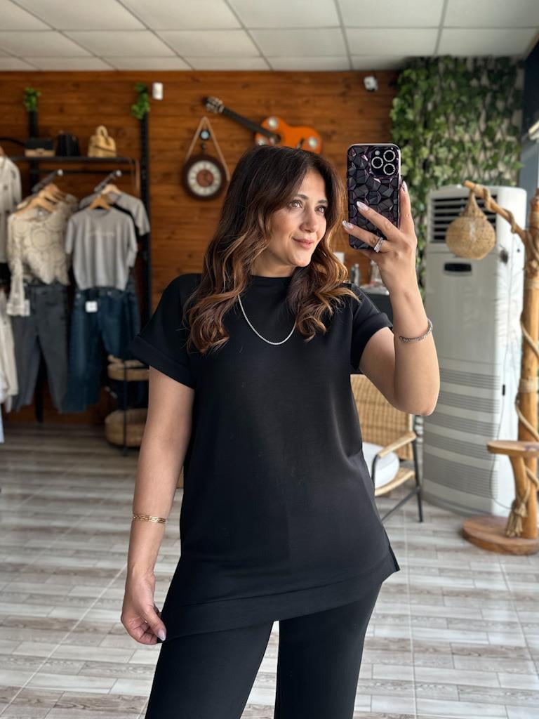 1. Sınıf Kalite Tok Oysh Kumaş Yırtmaçlı Sweat Palazzo Takım