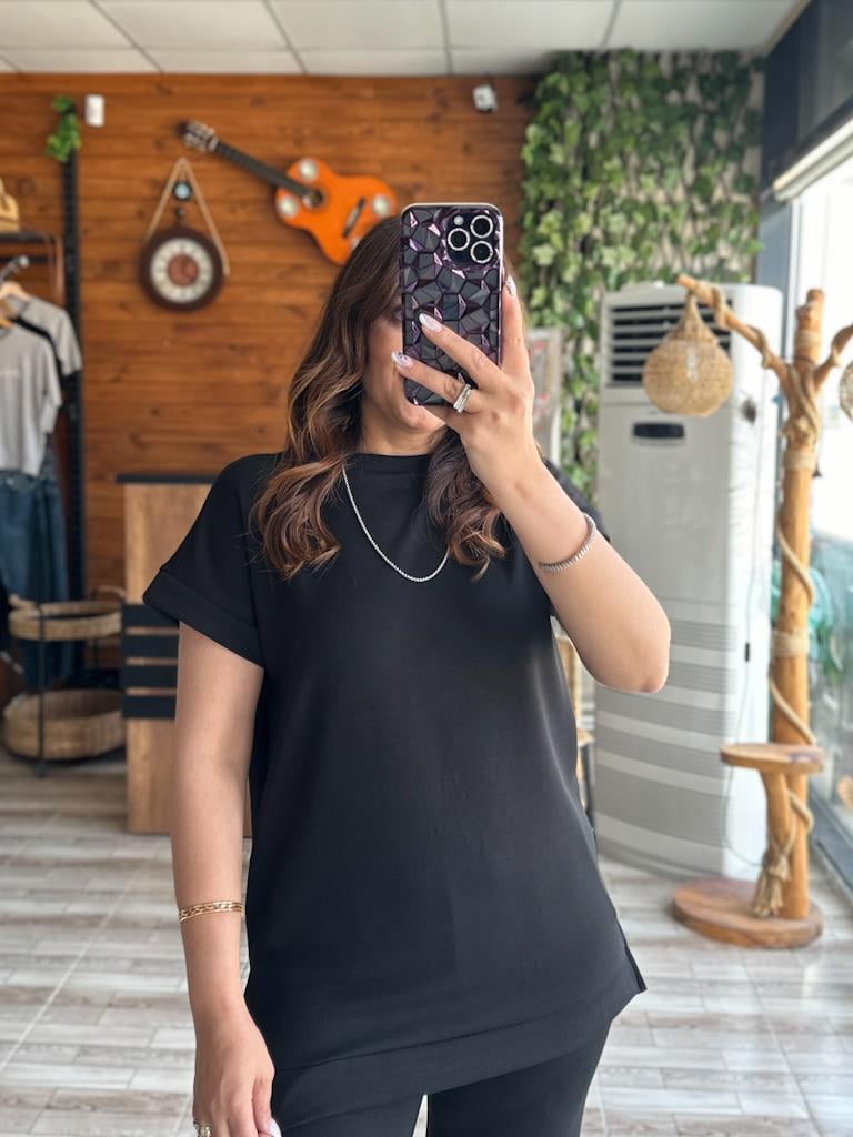 1. Sınıf Kalite Tok Oysh Kumaş Yırtmaçlı Sweat Palazzo Takım