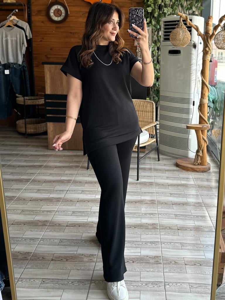 1. Sınıf Kalite Tok Oysh Kumaş Yırtmaçlı Sweat Palazzo Takım